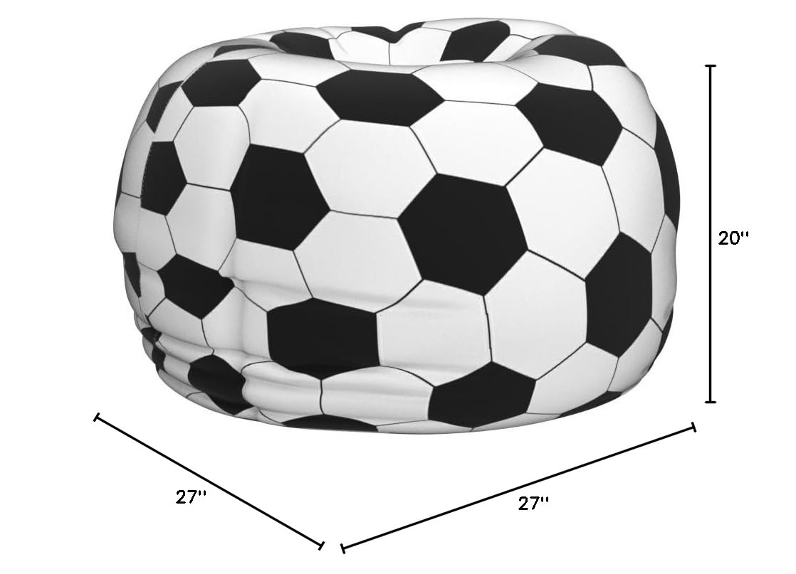 Lukeight Large Soccer Stuffed Animal Storage Bean Bag Chair Cover for Kids - Organize Plush Toys in Toddler & Kids' Rooms - Perfect for Playrooms, Bedrooms, and Daycare Centers (Soccer Design, Large Size)