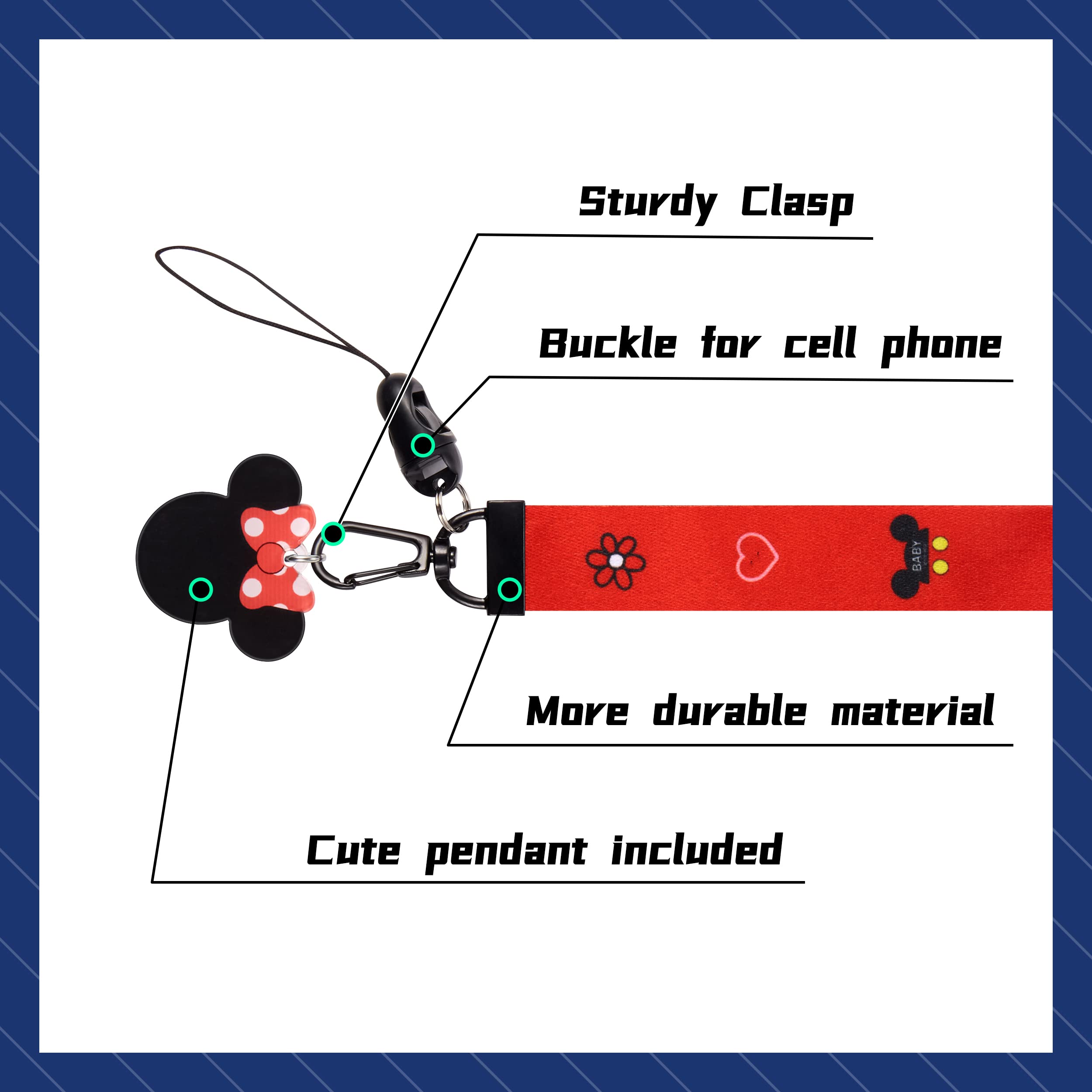 Cute Kawaii Cartoon Key Lanyard for ID Badges & Keys - Office, School, Events
