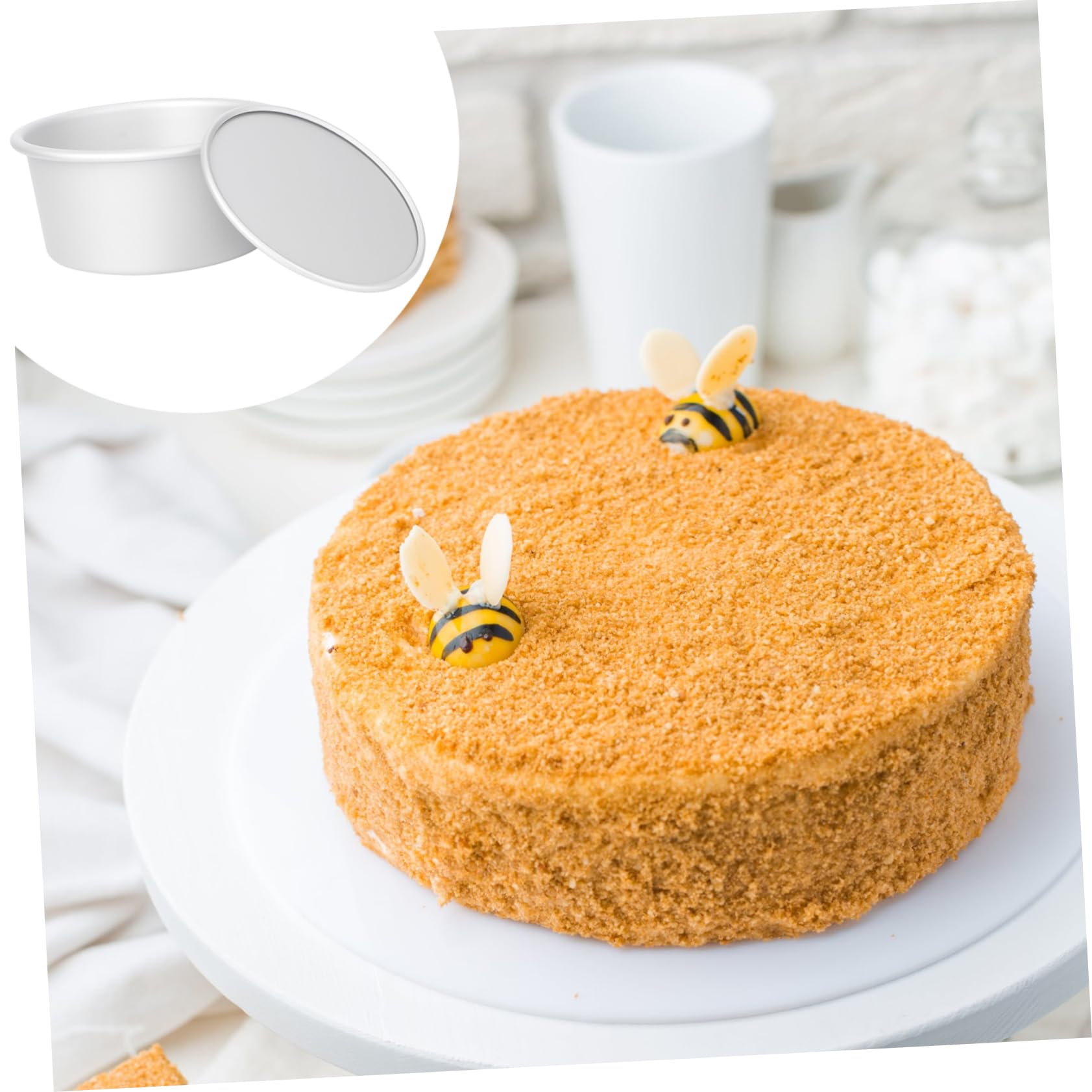 DOITOOL 6-Inch Anodized Aluminum Round Cake Pan with Removable Bottom - Perfect for Baking Birthday Cakes, Wedding Cakes & Desserts