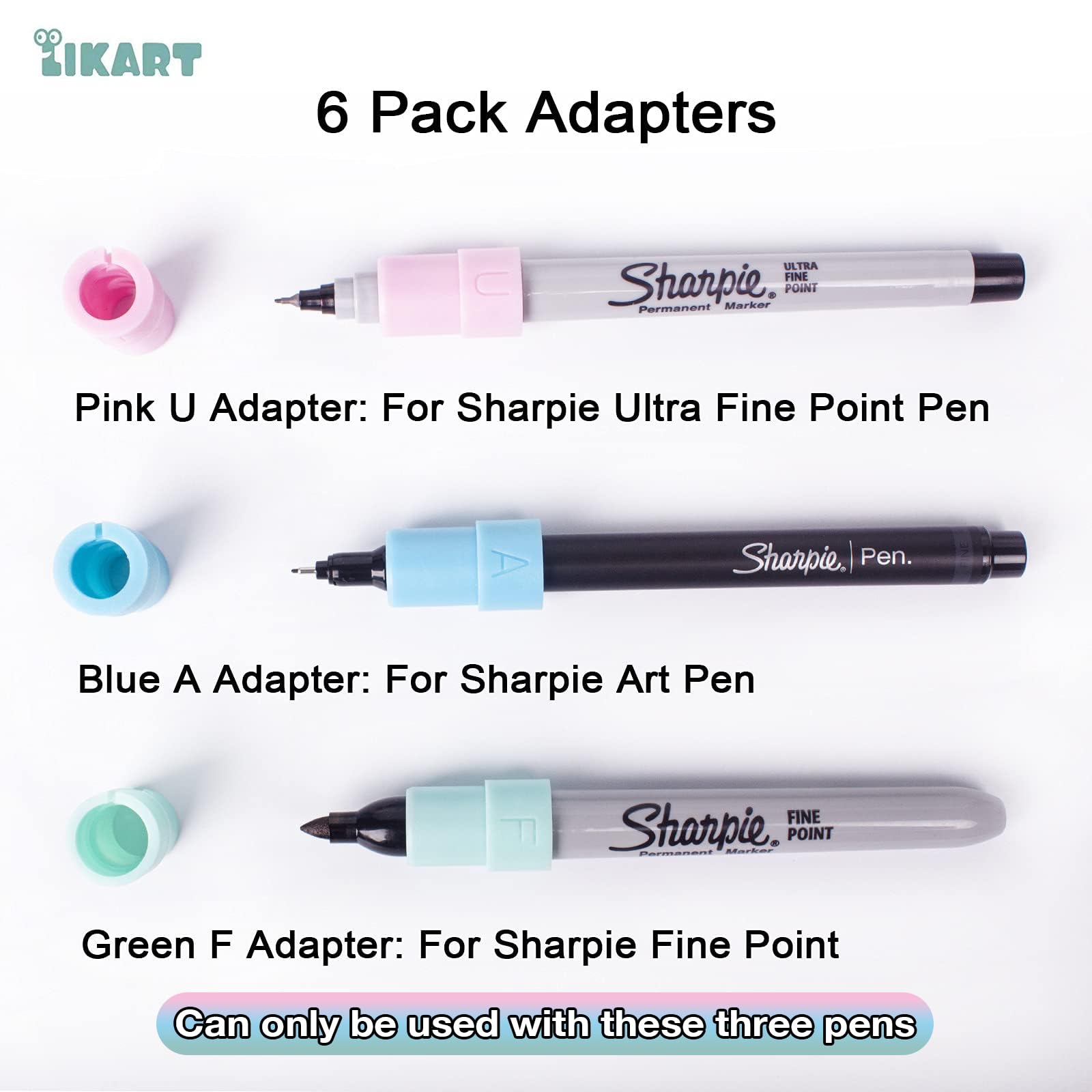 6 Pack Fine Point (0.4mm) Pen Adapter Set for Cricut Maker 3/Maker/Explore 3/Air 2/Air - Compatible with Sharpie Permanent & Felt Tip Markers - Perfect for DIY Crafts, Vinyl Cutting & Scrapbooking Projects