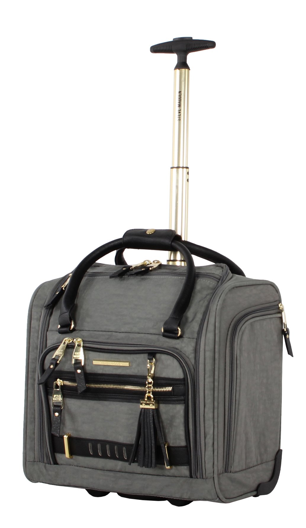 Steve Madden Unisex Spinner Luggage - Peek-a-Boo Grey Carry-On Suitcase with 360° Wheels | Perfect for Business Travel & Weekend Getaways