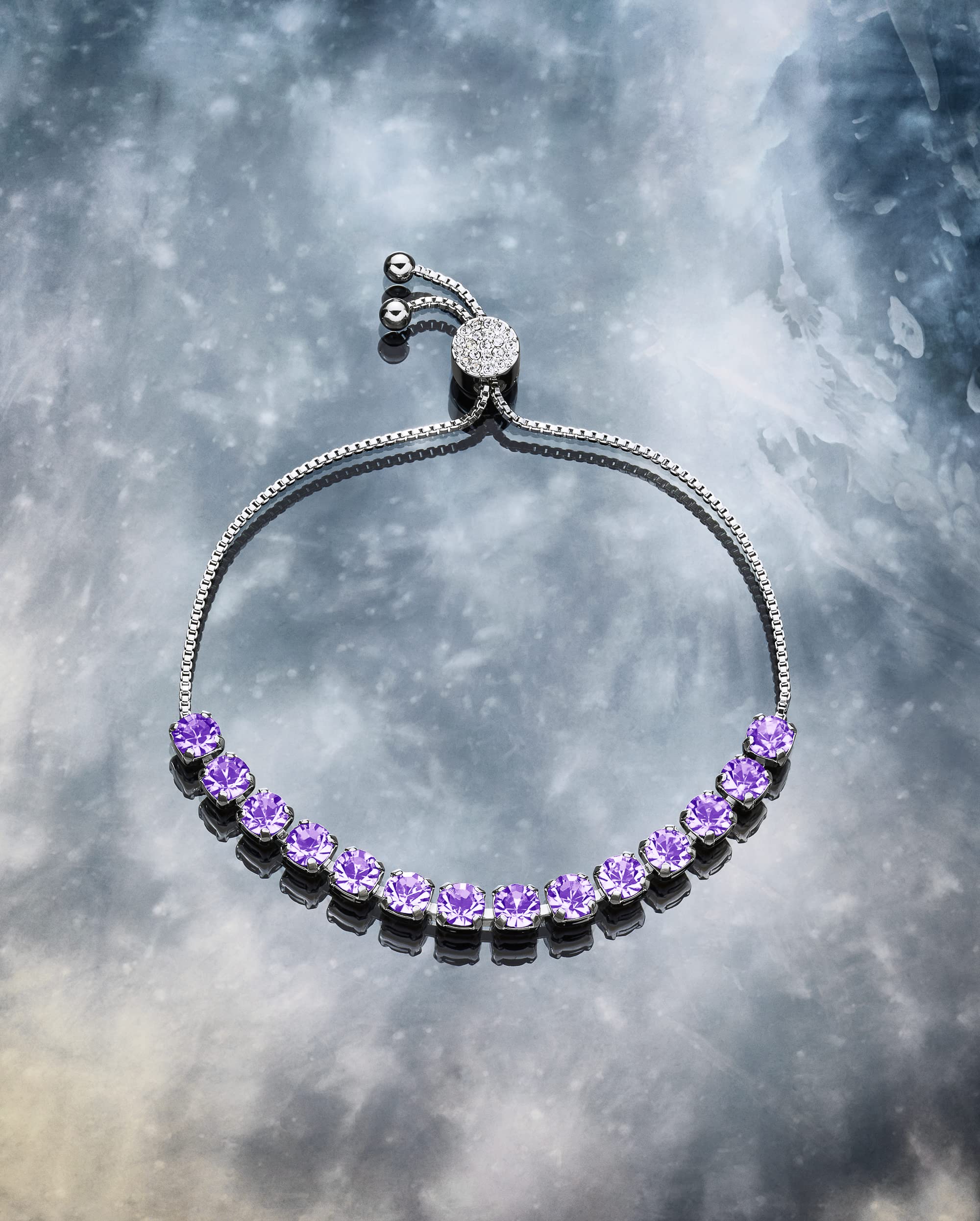 INSPIRED VOICES Adjustable Slider Lariat Tennis Bracelet for Women - Sparkling Rhinestone Fashion Jewelry in Blue, Pink, Purple & More Colors | Perfect for Parties, Weddings & Everyday Wear