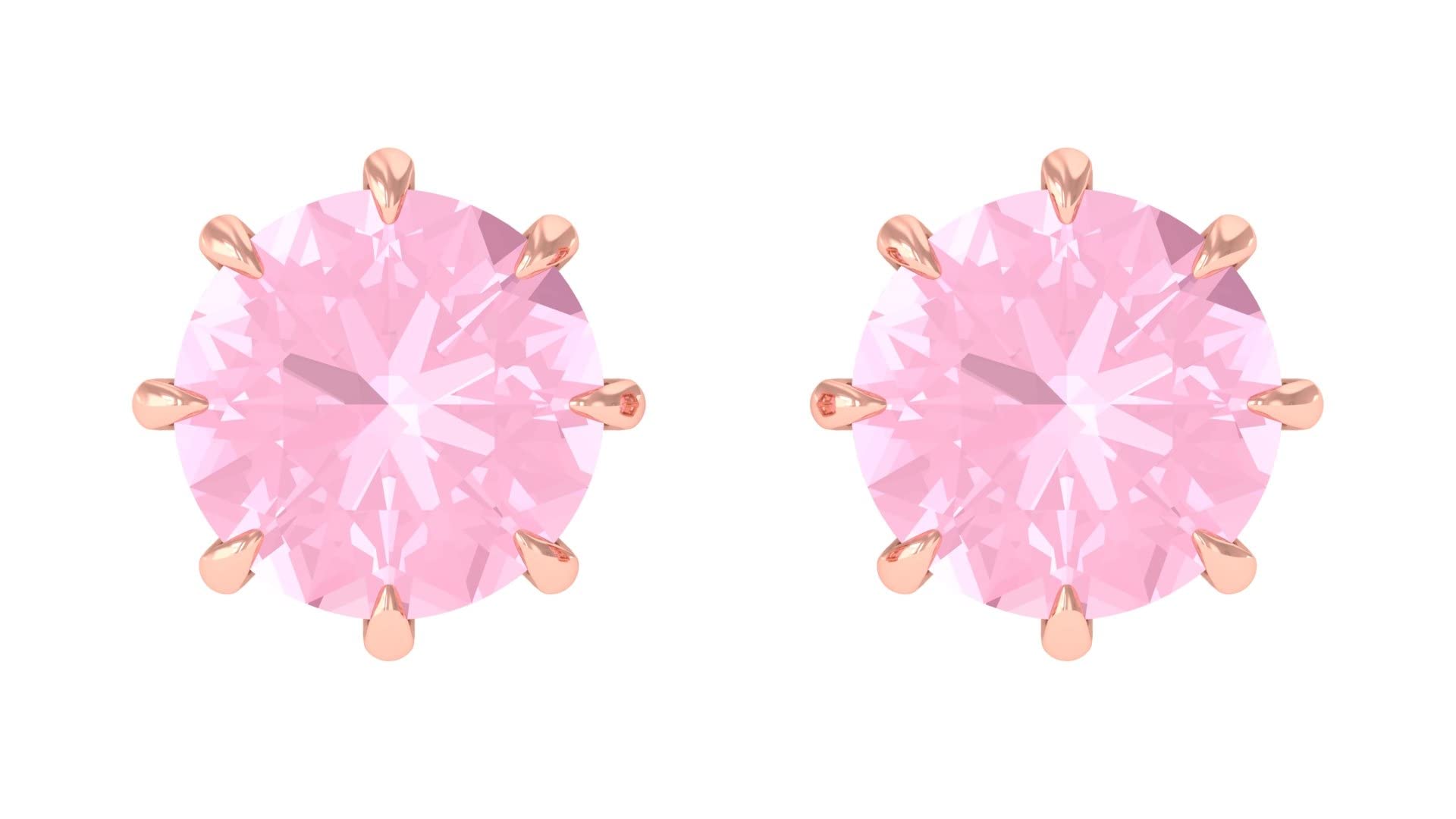 1/2 CT Natural Rose Quartz Stud Earrings for Women - 4MM Solitaire 14K Solid Gold 8-Prong Setting | Romantic Pink Gemstone Jewelry for Valentine's Day, Anniversary & Everyday Elegance