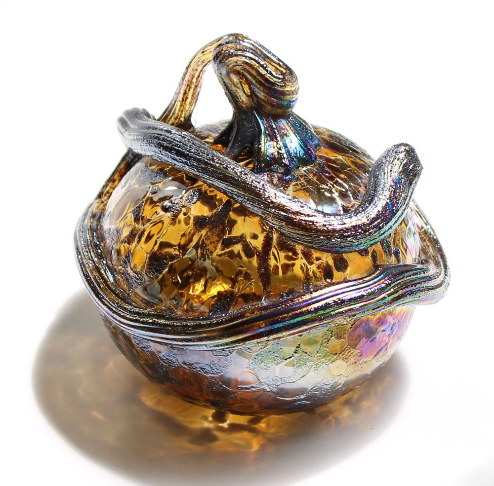 Handmade 'Honey Moon' Art Glass Pumpkin Decor - 5