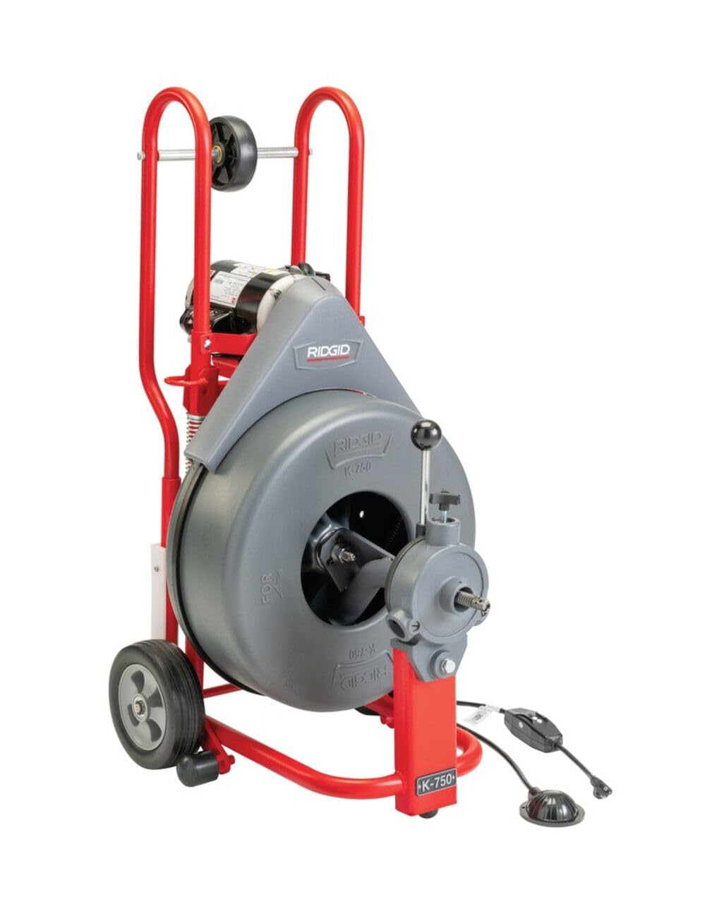 RIDGID 47047 K-750 Drum Machine with C-24 5/8 Inch x 100 Foot Drain Cleaning Cable & AUTOFEED Control - Professional Drain Cleaning Machine for Clogged Pipes, Sewer Lines & Commercial Plumbing Maintenance