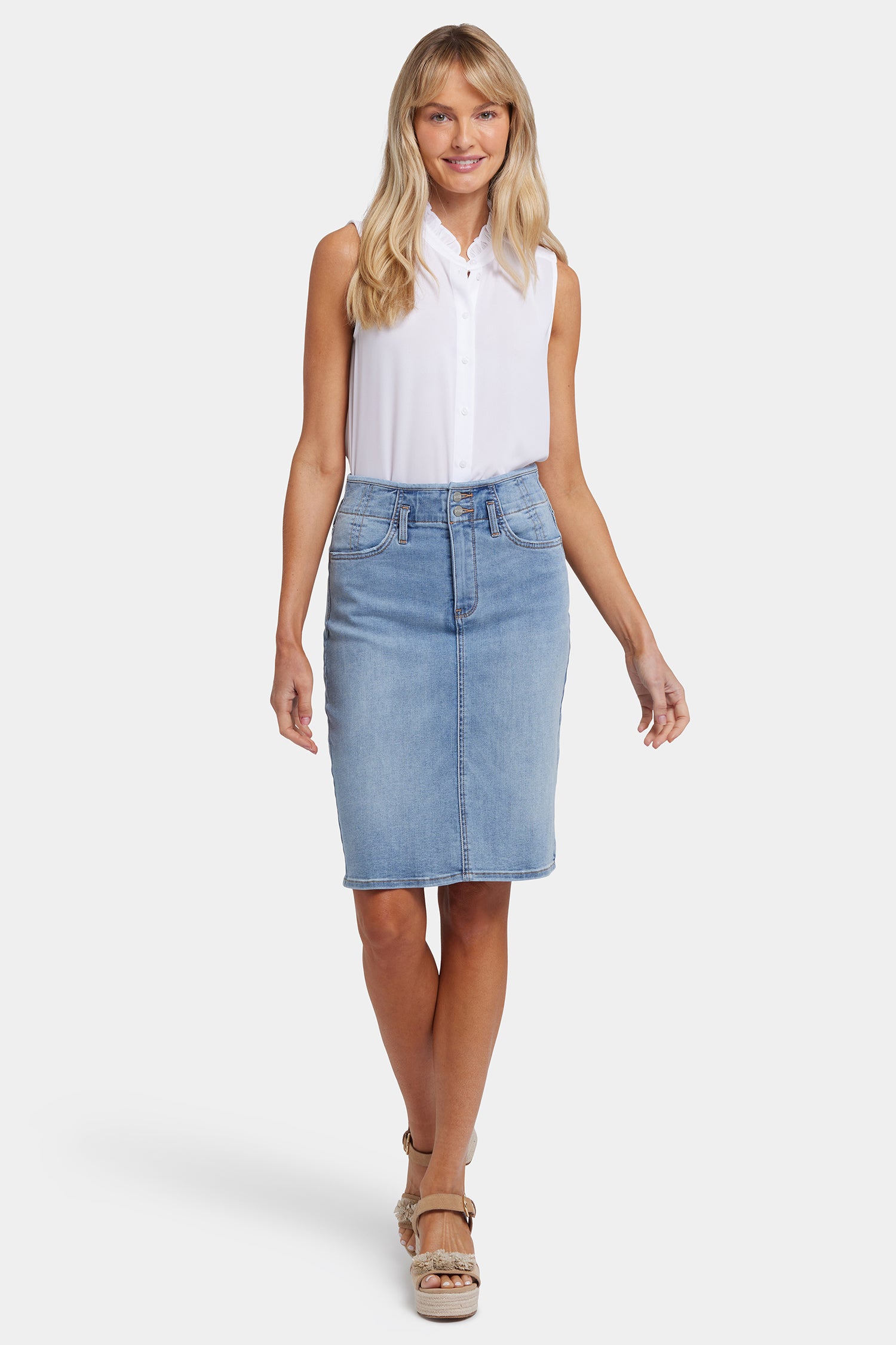 High Waist Skirt for Women - Santiago Sea Stretch A-Line Midi Skirt | Comfortable & Flattering Summer Skirt for Beach, Vacation, and Casual Wear