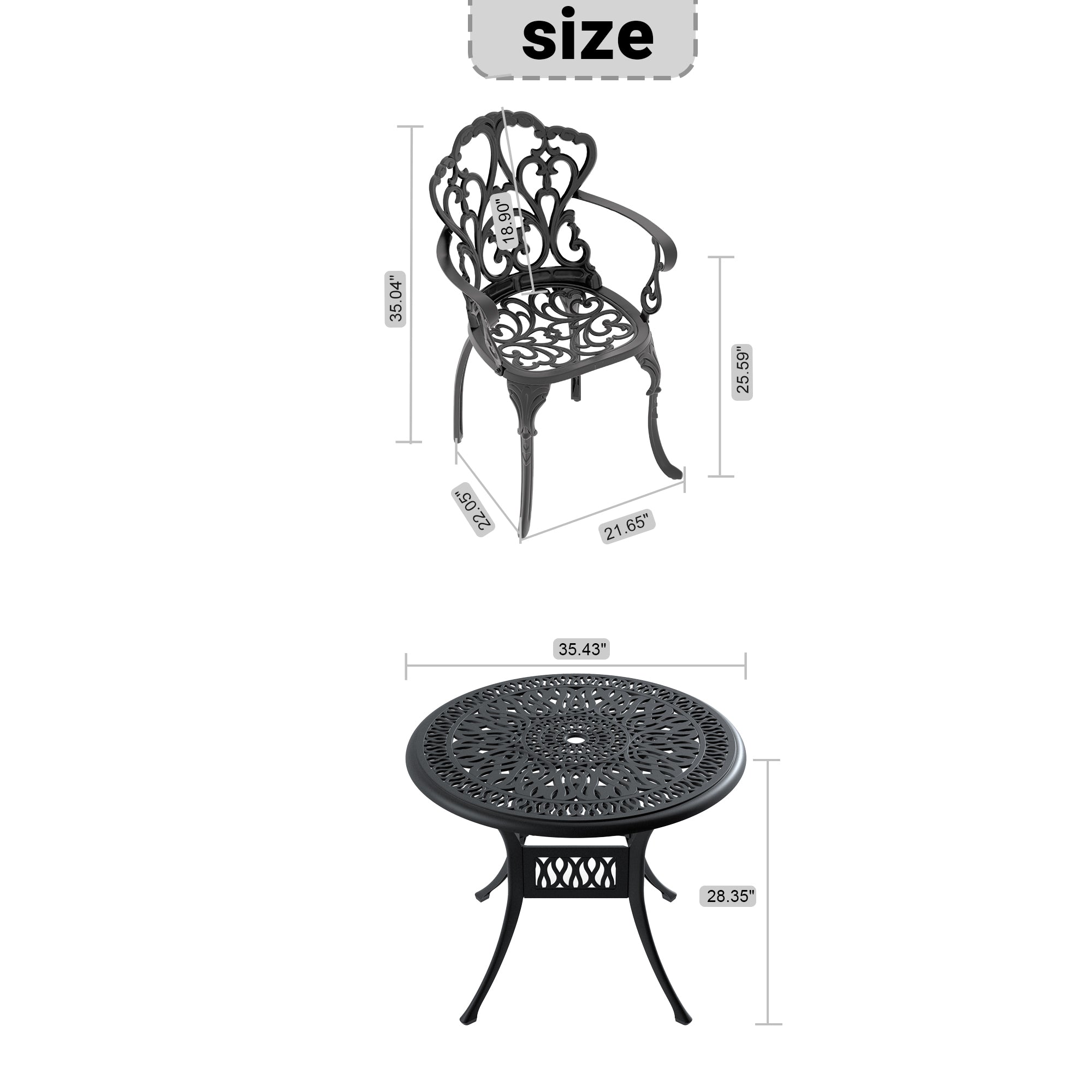 5-Piece Cast Aluminum Patio Furniture Set with Cushions (Random Colors) - Durable Outdoor Seating for Garden, Poolside & Backyard Relaxation