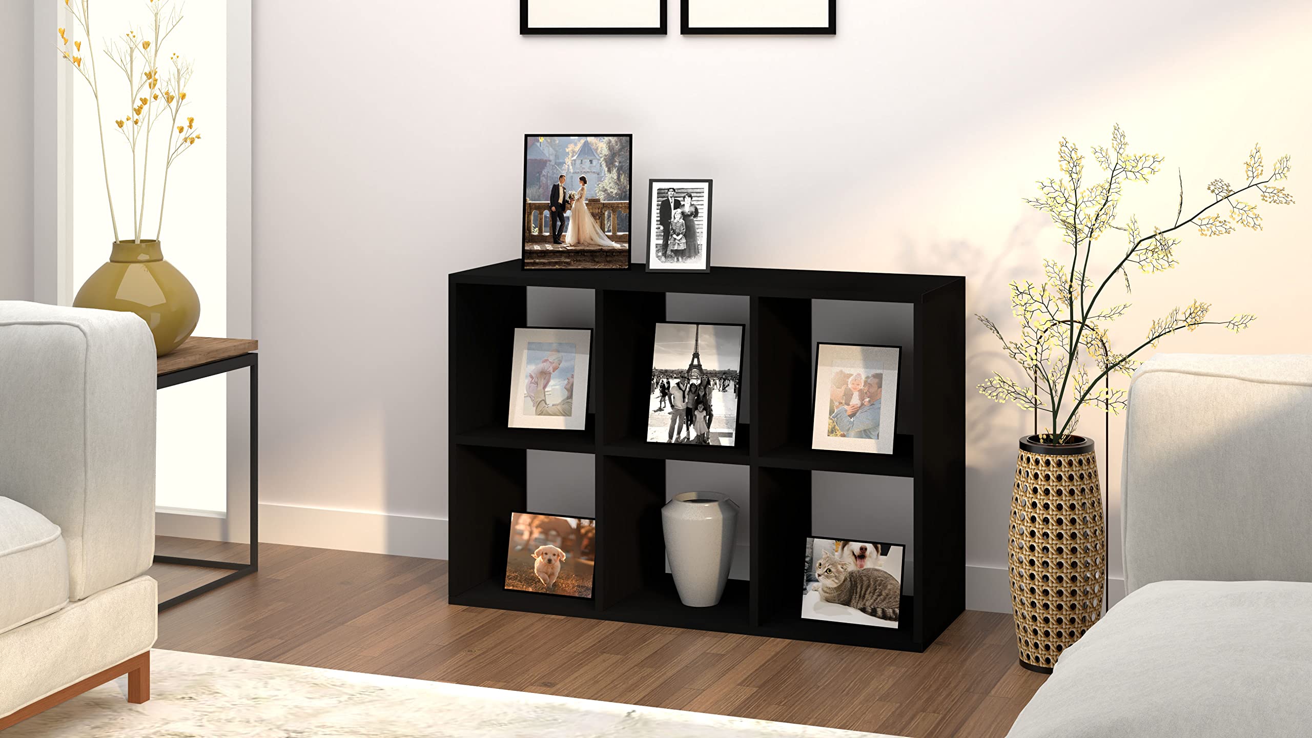 Letmobel 6-Cube Storage Organizer Shelf - DIY Bookcase & Modular Cube Storage for Bedroom, Living Room, Office - Black | Perfect for Home Organization, Kids Toys, Books & Decor