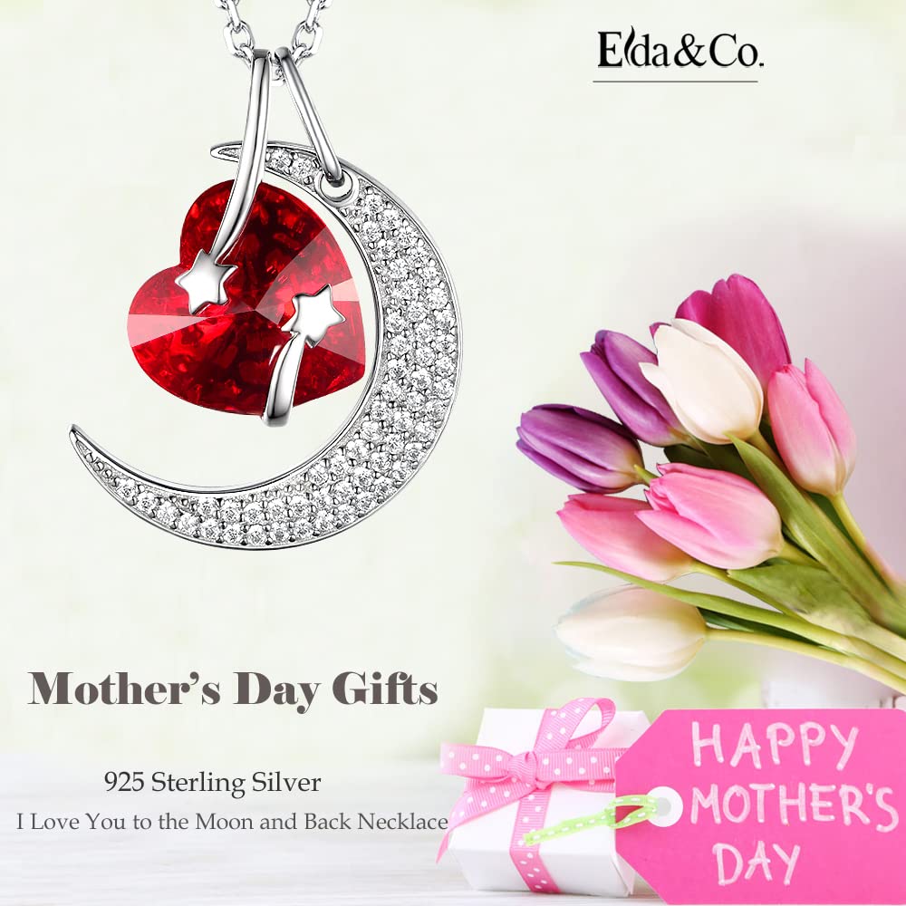 I Love You to the Moon and Back Half Moon Necklace - 925 Sterling Silver with March April May Birthstones (Aquamarine & Emerald) - Perfect Birthday Gift for Mom, Wife & Women - Elegant Jewelry for Anniversaries, Valentine's Day & Special Occasions