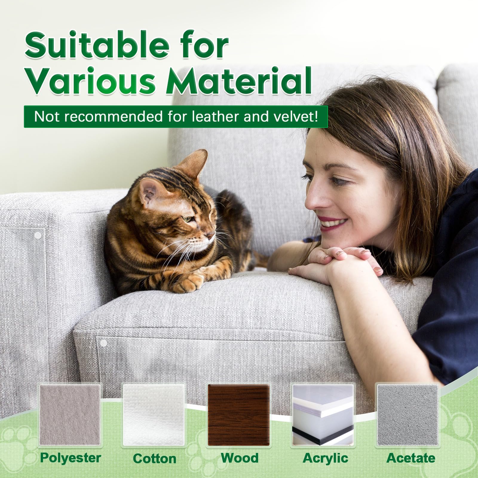 LANBEIDE 10-Pack Clear Cat Scratch Furniture Protector - Anti-Scratch Couch Protector Sheets with 50 Twist Pins | Cat Scratch Deterrent for Sofa, Chairs & Home Furniture | Perfect for Pet Owners & Multi-Cat Households