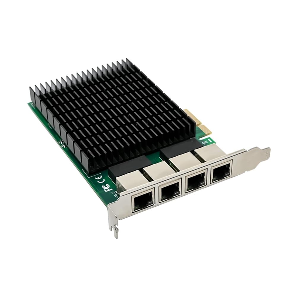 Asinfter 1Set PCI-E X4 Gigabit 4-Port Server Network Card - I210-T4 RJ45 Ethernet NIC for Industrial PC, Camera Vision & Server Applications - High-Speed Data Transfer for Workstations, Surveillance Systems & Network Servers