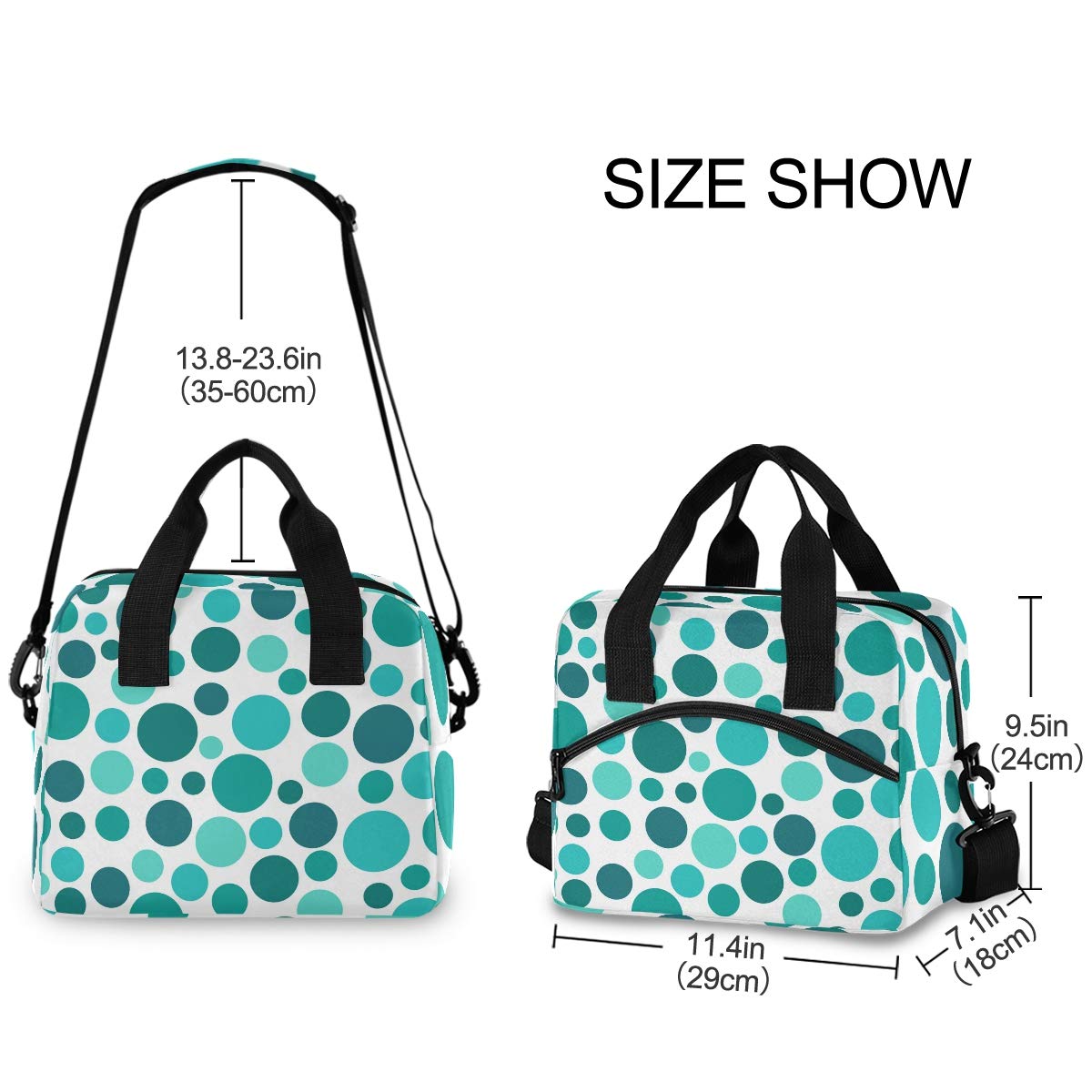 ALAZA Teal Polka Dot Insulated Lunch Bag for Women - Leakproof Lunch Box & Cooler Bag (907g) - Perfect for Work, School, Picnics & Outdoor Activities