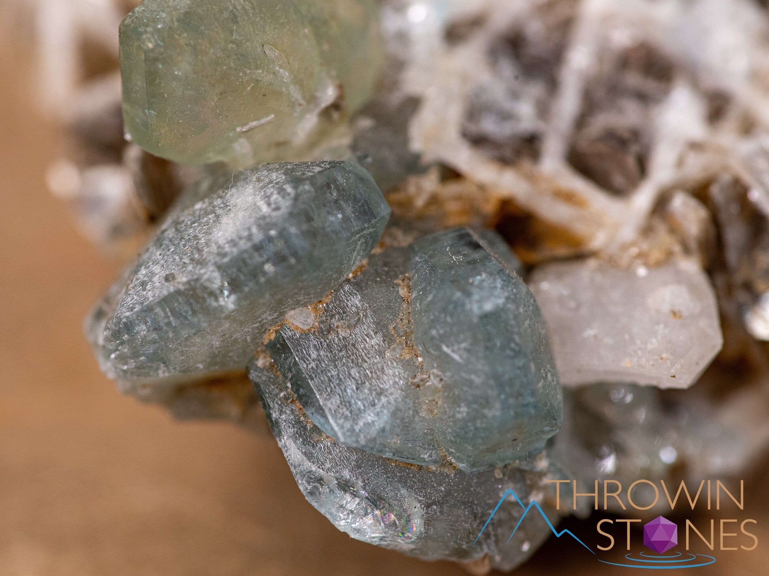 Natural Apatite on Feldspar with Muscovite Raw Crystal Cluster - Healing Stones, Mineral Specimen, Housewarming Gift, Home Decor for Living Room & Office