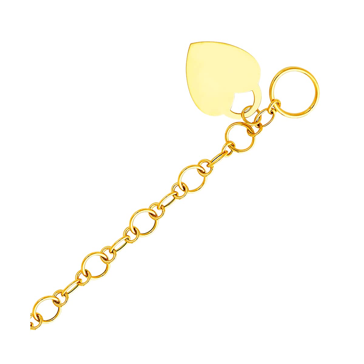 14K Solid Gold Bracelet for Women & Men - Yellow Gold Hollow Heart Pendant Bracelet | Dainty Lightweight Jewelry for Everyday Wear | Perfect Christmas, Valentine's & Birthday Gift for Her, Him, Couples