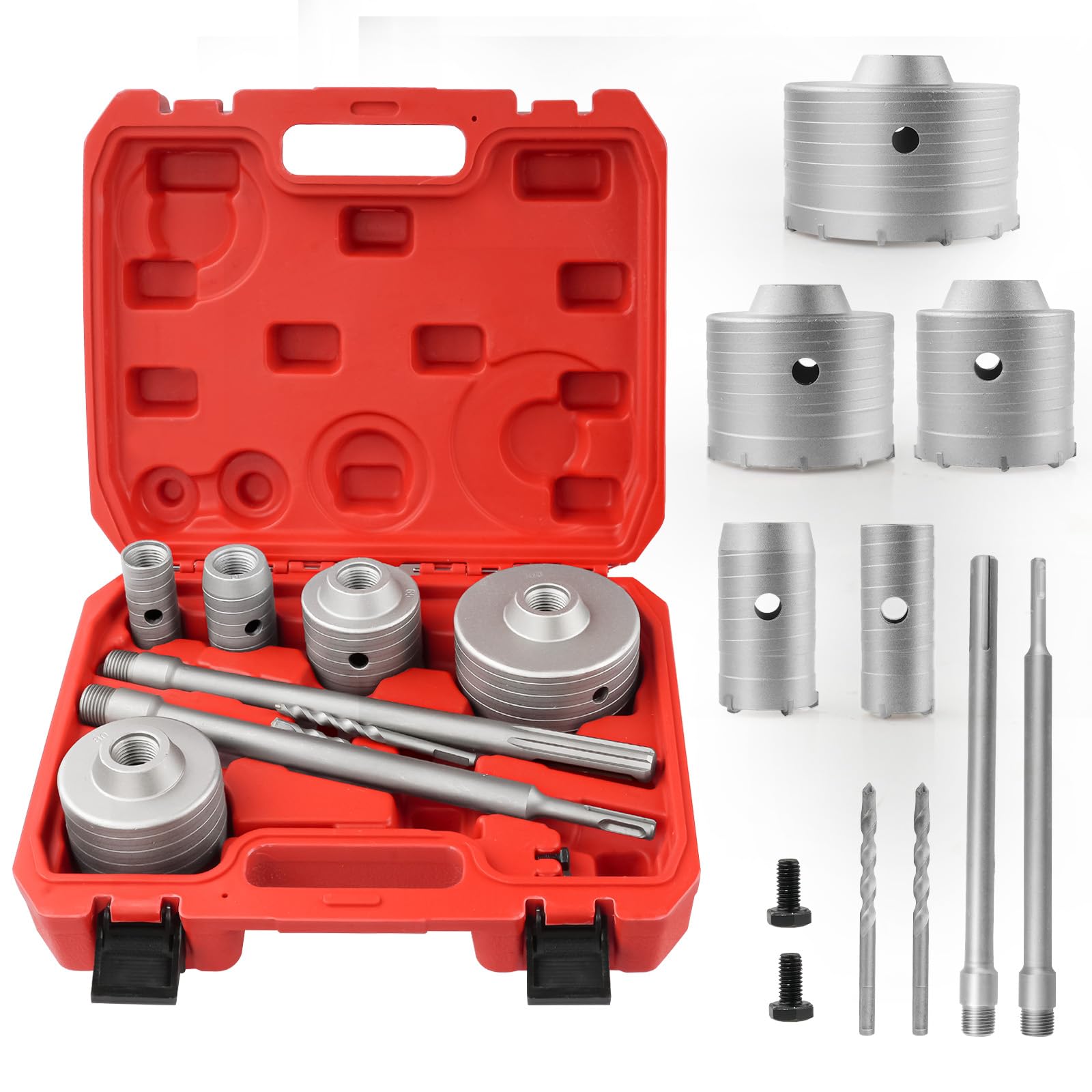 9PCS Concrete Hole Saw Kit 30-100mm for Brick & Stone Drilling