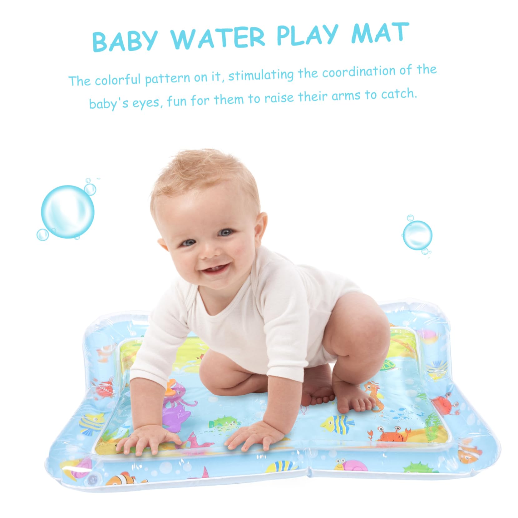 ORFOFE Inflatable Baby Water Play Mat - Sensory Tummy Time Activity Mat for Infants & Toddlers - Non-Toxic PVC, Portable & Easy to Clean - Perfect for Indoor/Outdoor Play, Developmental Learning & Sensory Exploration