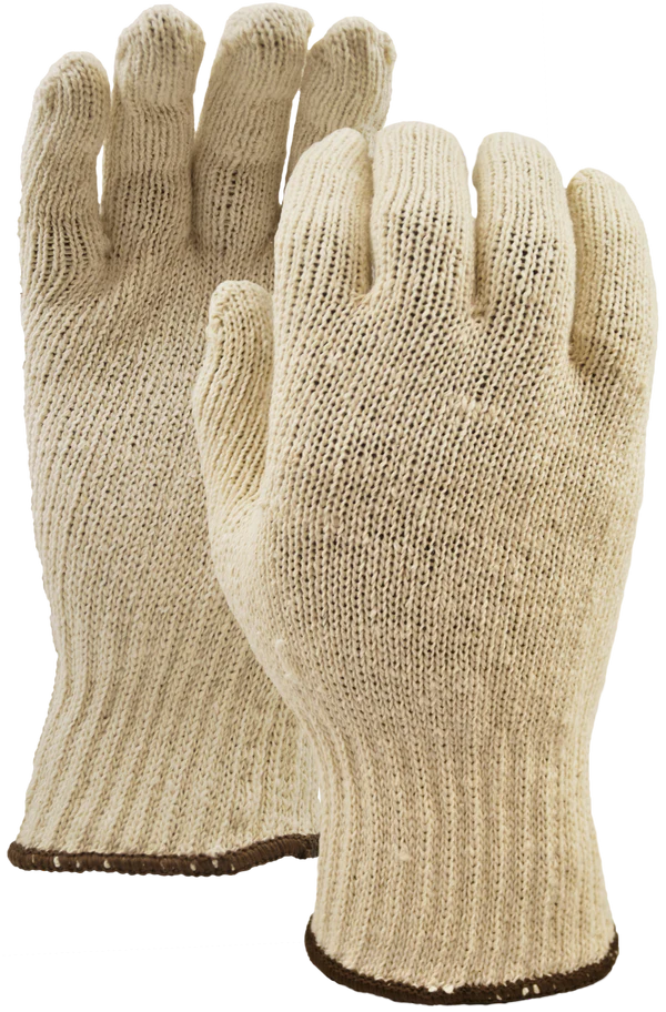Certified Plain Natural White Poly Cotton Knit Gloves - Comfortable Work Gloves for Gardening, Cleaning & DIY Projects (Pack of 12)