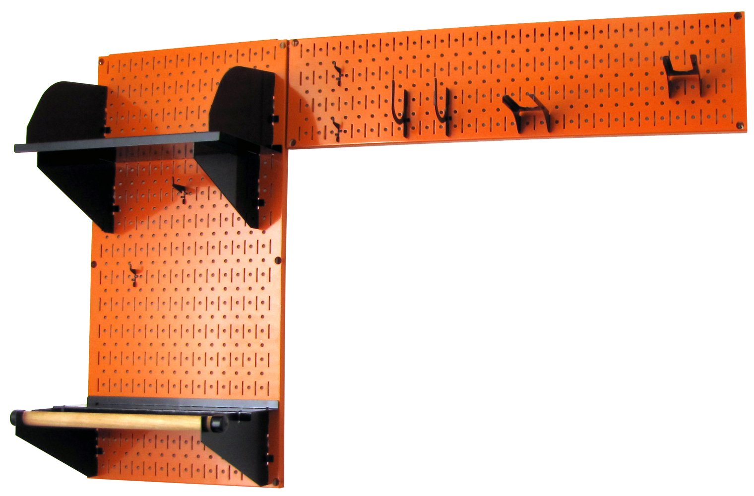Wall Control Pegboard Garden Tool Organizer Kit - Heavy Duty Metal Pegboard Panel with Black Hooks & Accessories for Garage, Shed & Workshop Storage Organization (Orange) | Perfect for Organizing Garden Tools, DIY Supplies & Home Improvement Equipment