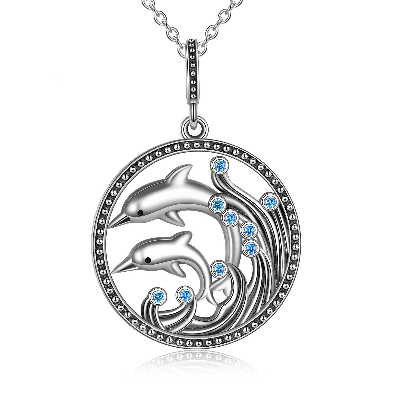 TIGER RIDER Sterling Silver Dolphin Necklace for Women - Ocean Wave Pendant Jewelry Gift for Mom, Birthday, Anniversary | Perfect for Beach Vacations, Mother's Day & Everyday Wear