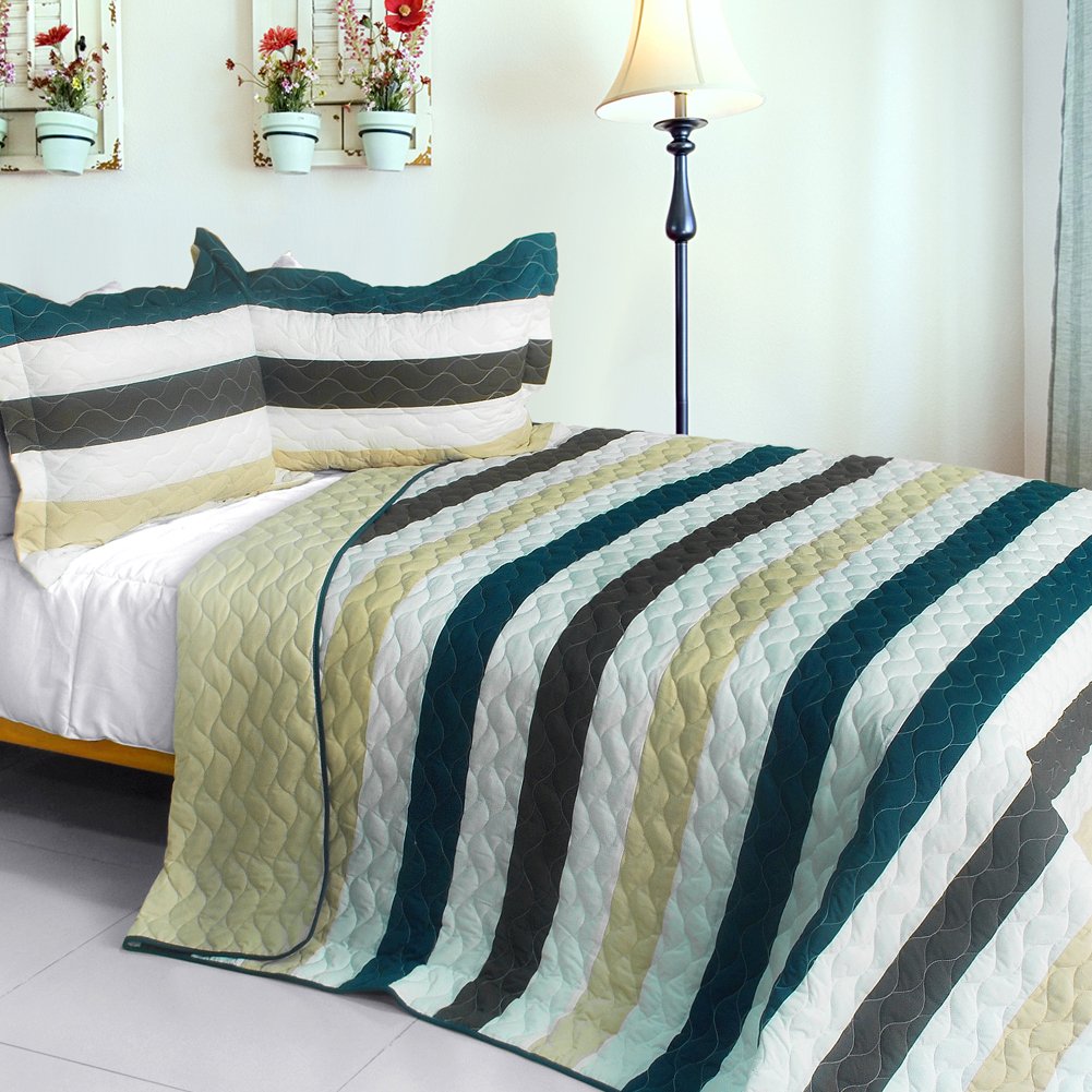 Stella Wish 3-Piece Vermicelli Quilted Patchwork Bedding Set - Full/Queen Size - Soft & Cozy for All Seasons - Perfect for Bedroom, Guest Room, or Dorm Decor