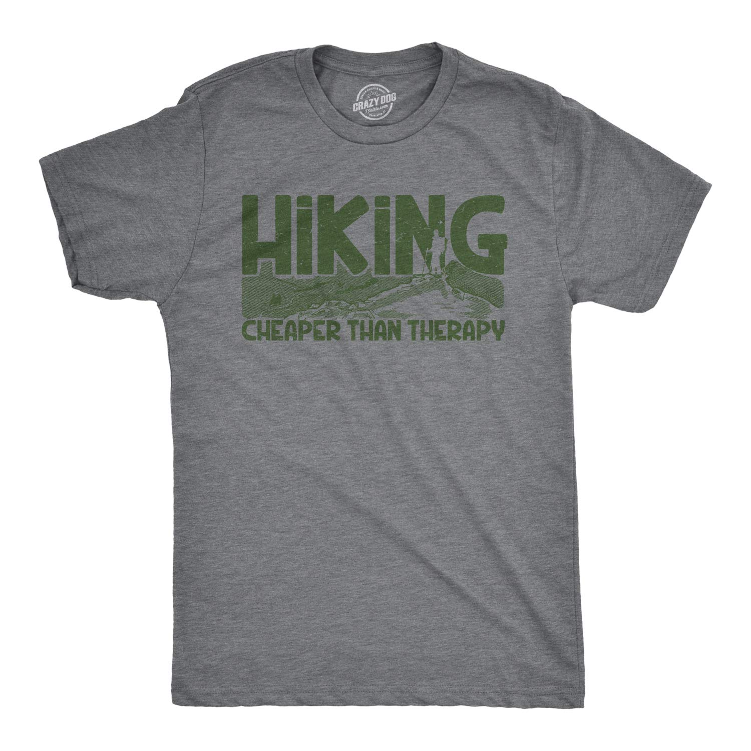 Funny Mens Hiking T-Shirt - Cheaper Than Therapy for Camping & Outdoor