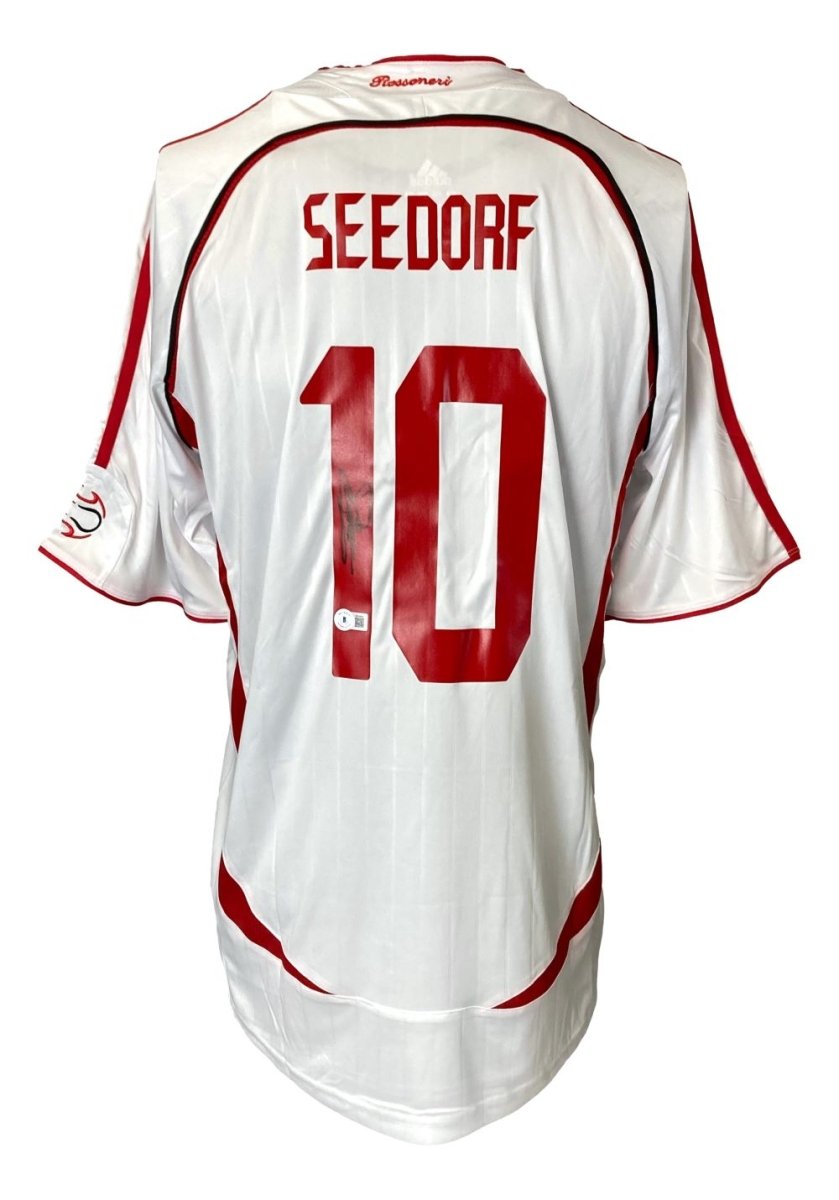 Clarence Seedorf Autographed AC Milan White Adidas Soccer Jersey - Authentic Signed Football Shirt for Collectors & Fans - Perfect for Memorabilia Displays & Sports Gifts