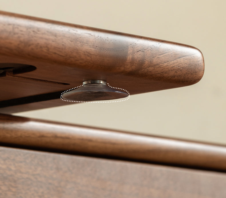 Premium Black Walnut Solid Wood Extendable Vanity Dressing Table with Mirror - Perfect for Bedroom, Bathroom & Makeup Organization
