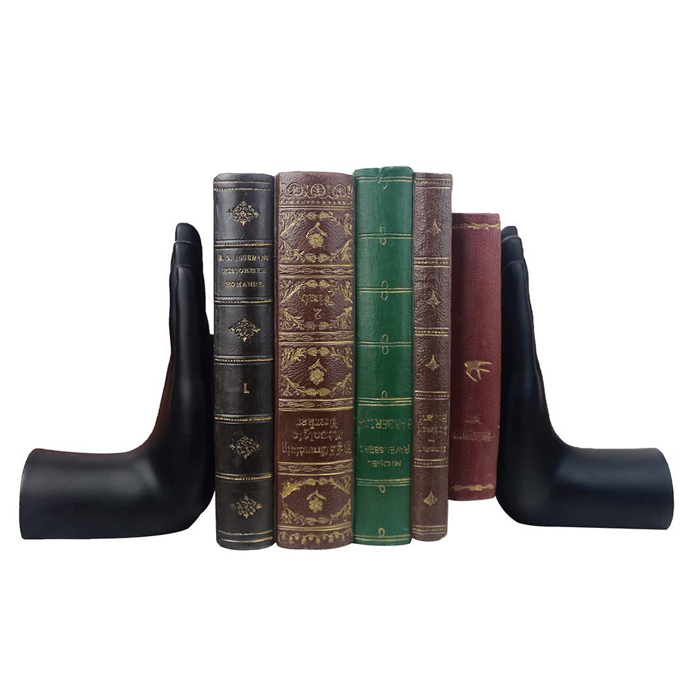 Black Heavy Duty Decorative Hands Bookends - 8.5