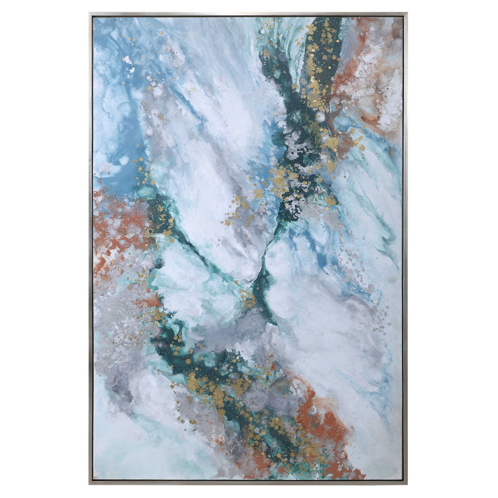 Modern Abstract Hand-Painted White & Orange Rectangular Wall Art - 74