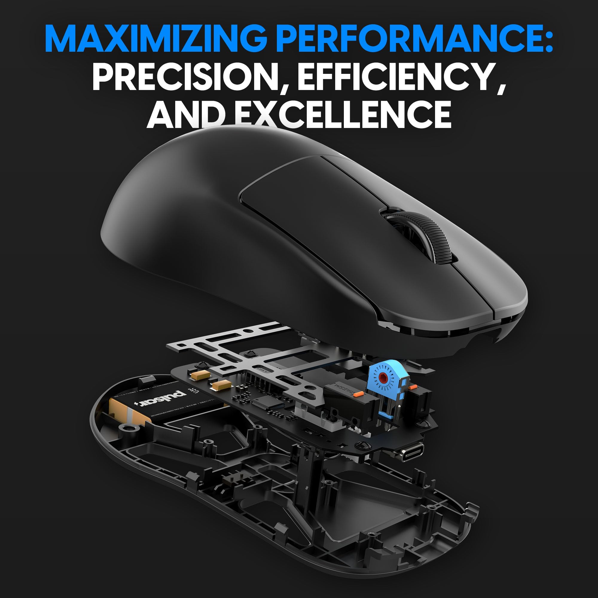 Pulsar X2H Mini Wireless Gaming Mouse - Ultra Lightweight 52g, Symmetrical Design, Optical Switches, 26000 DPI PAW3395 Sensor, 2.4GHz 1ms Response - Perfect for FPS, MOBA & Esports Gaming (Black)