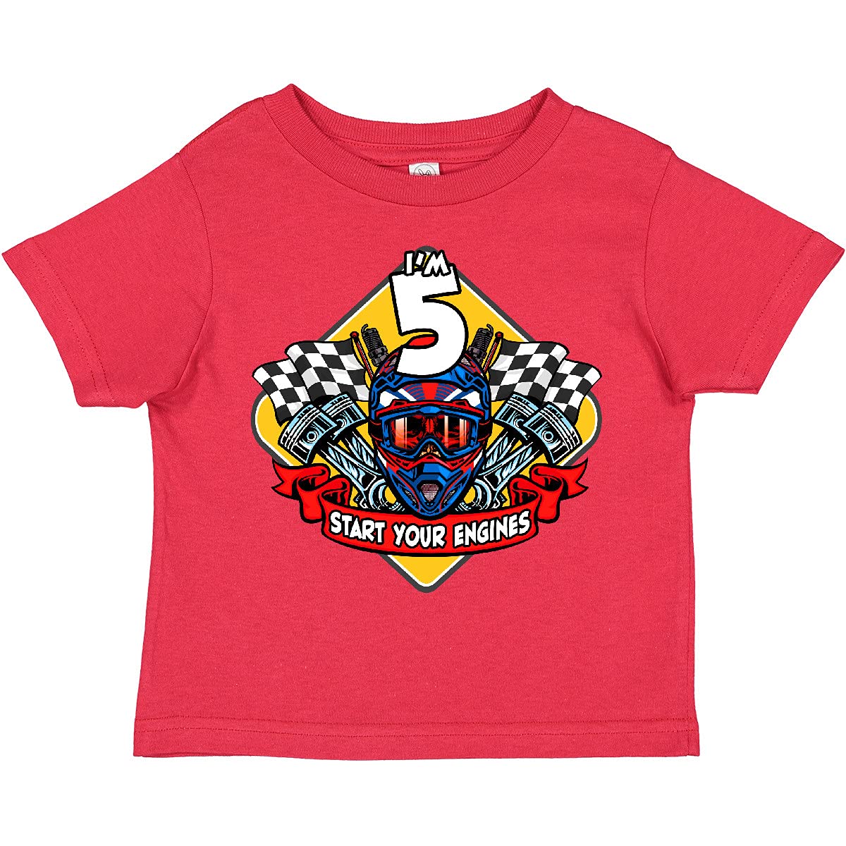 Inktastic Race Car 5th Birthday Toddler T-Shirt - Fun Kids Birthday Party Outfit for Boys & Girls - Perfect for 5th Birthday Celebrations, Car Themed Parties & Casual Wear