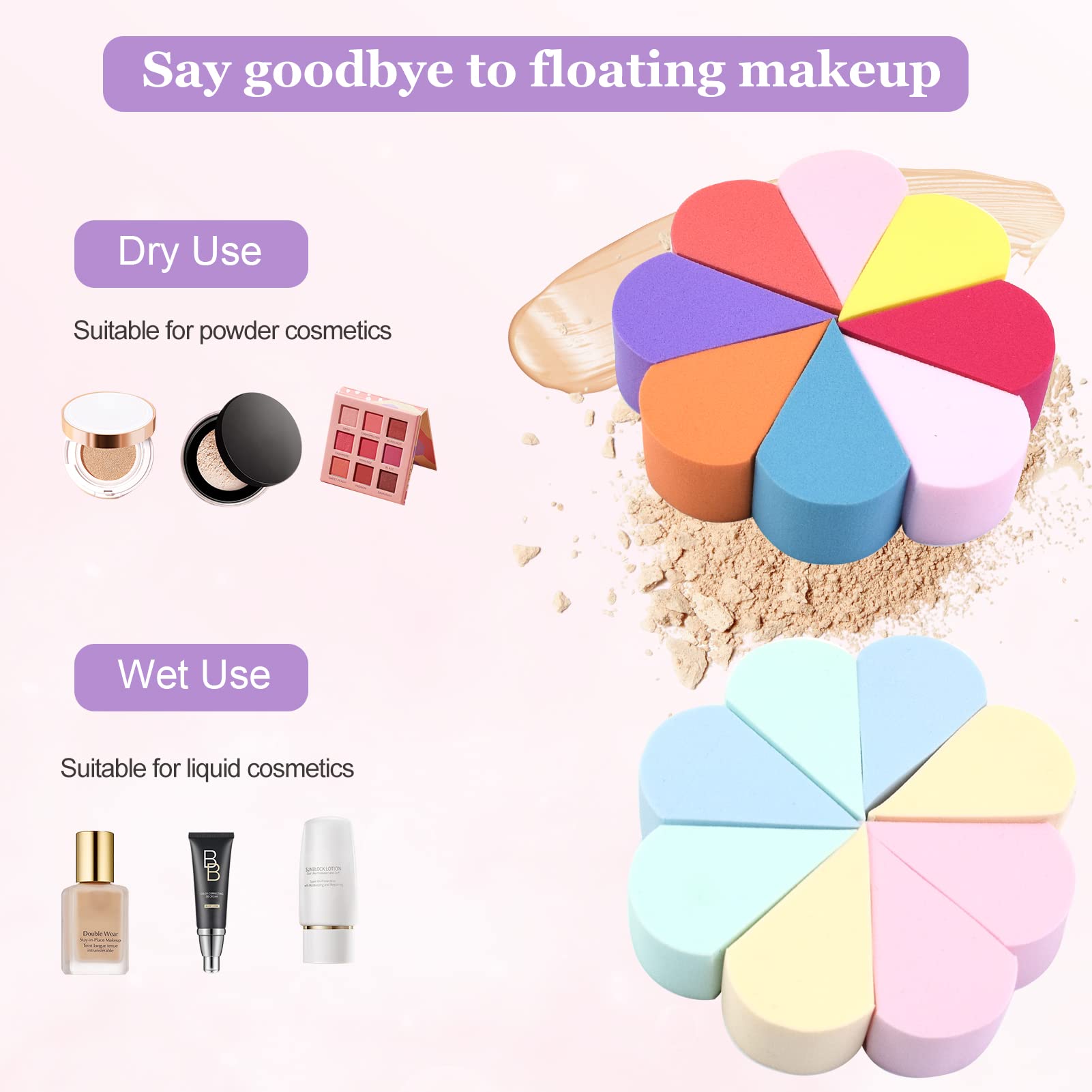 12PCS Petal Makeup Sponges - Soft Beauty Blenders for Foundation, Cream & Powder Application - Perfect for Professional Makeup, Face Painting & Everyday Cosmetics - Ideal for Makeup Artists, Beginners & Home Use