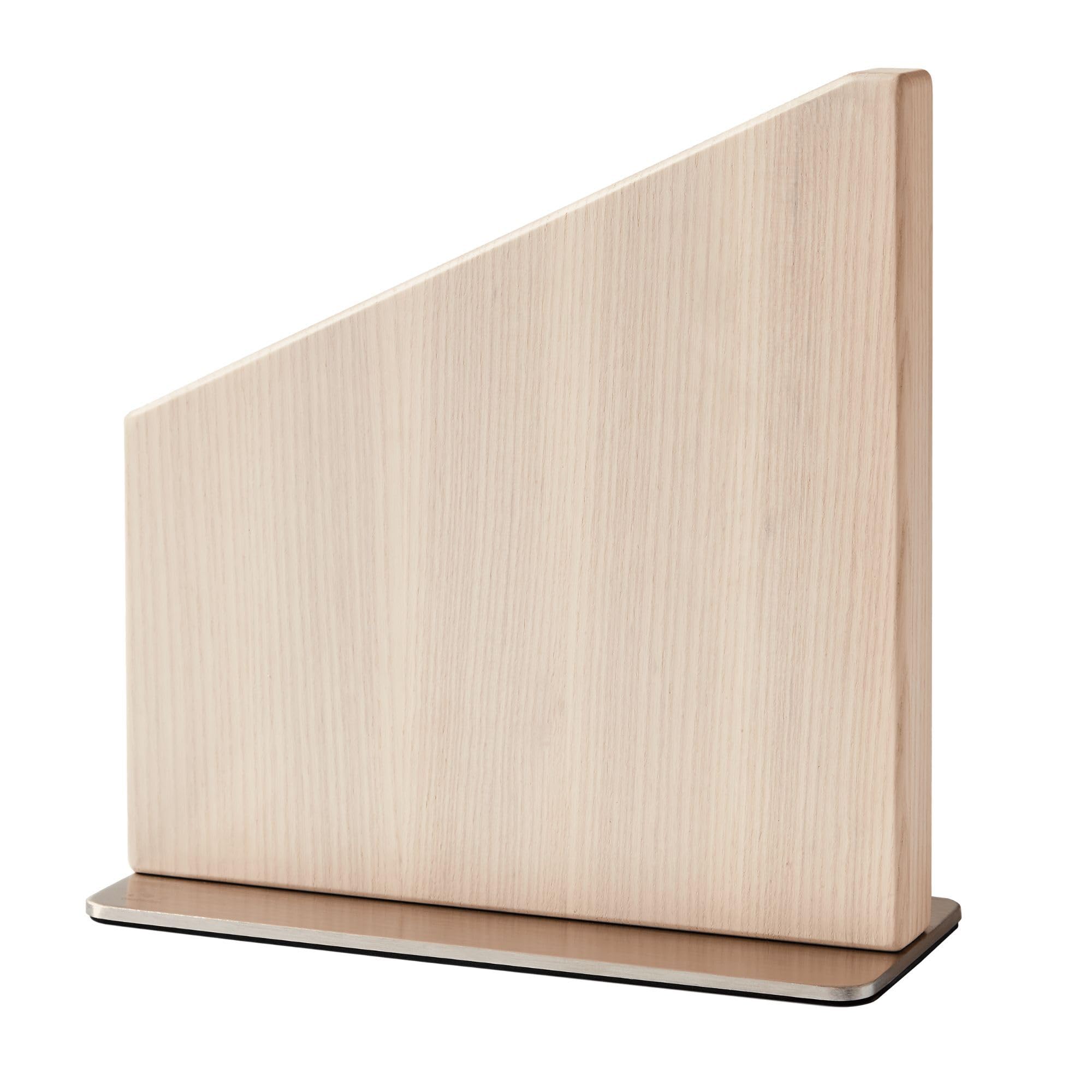 Magnetic Wood Knife Stand - Modern Knife Block for Safe Storage & Display of 10 Knives - Large Capacity White Ash Knife Holder for Kitchen Countertop & Chef's Workspace