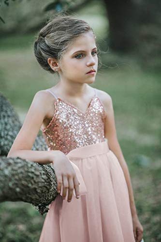Topmaker Couture Gold Sequin Glitter Flower Girl Dress for Birthday Party, Pageant, Wedding & Special Occasions