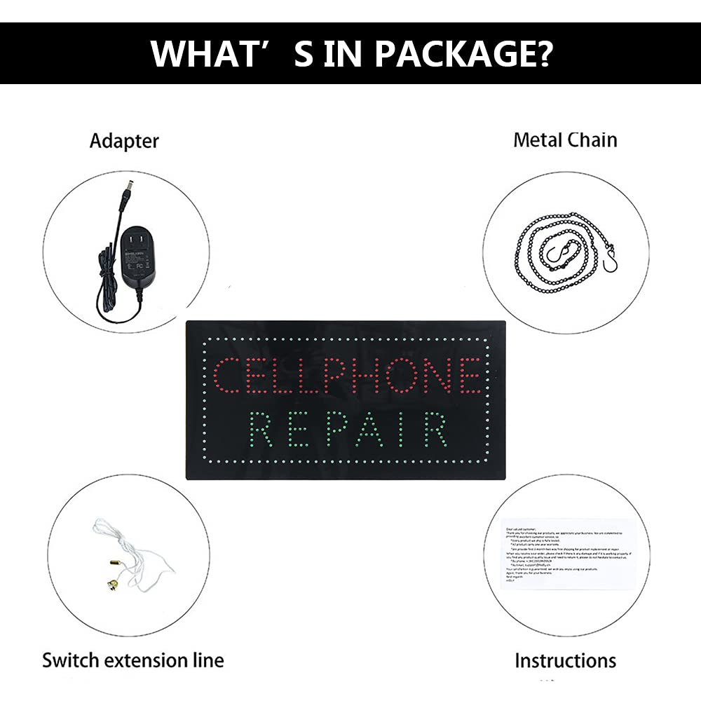 Bright LED Cell Phone Repair Sign for Storefront & Home Decor | Shop Advertising