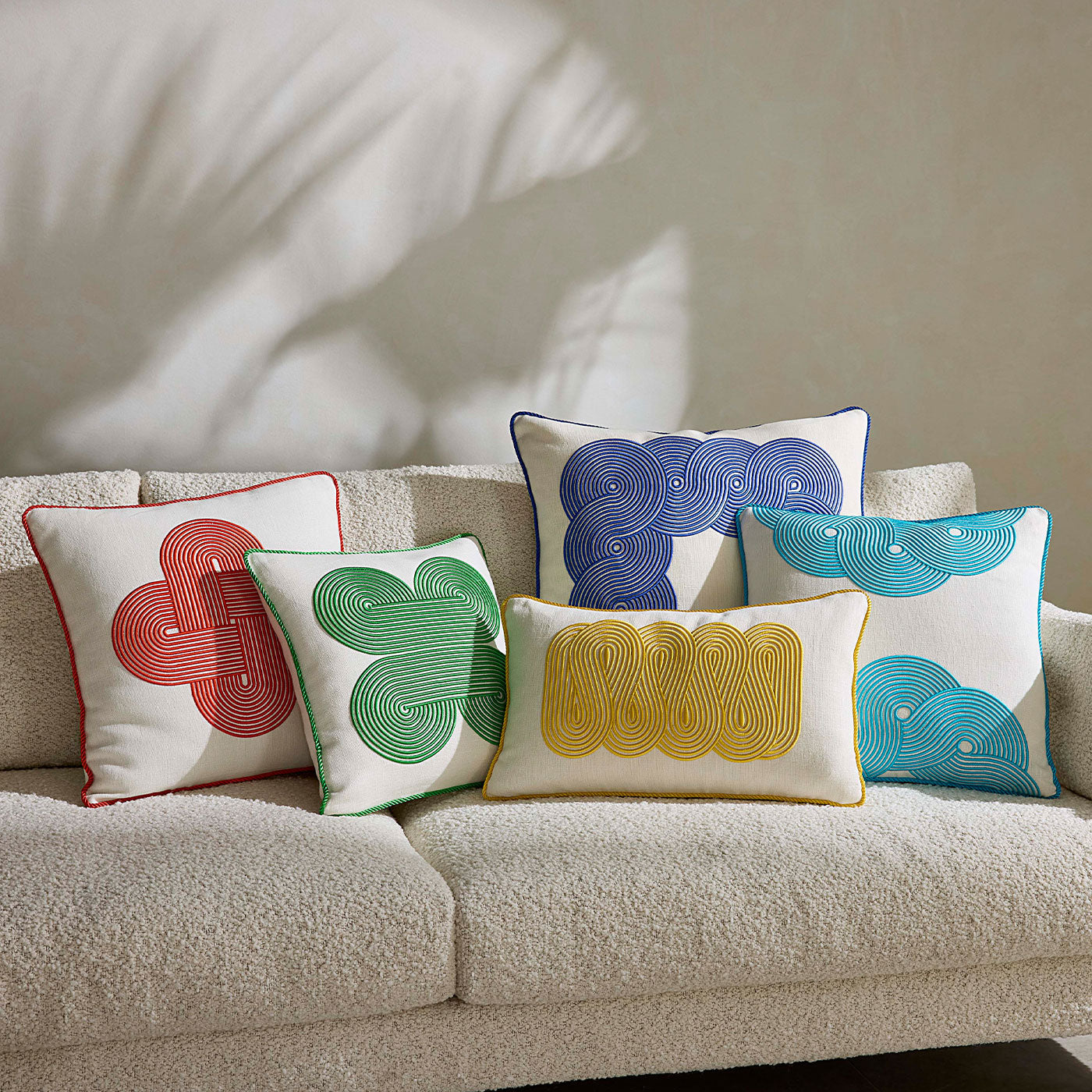 Pompidou Aqua Half Circles Pillow - Stylish Decorative Throw Pillow for Sofa, Bed & Home Decor - Perfect for Living Room, Nursery & Boho Chic Interiors