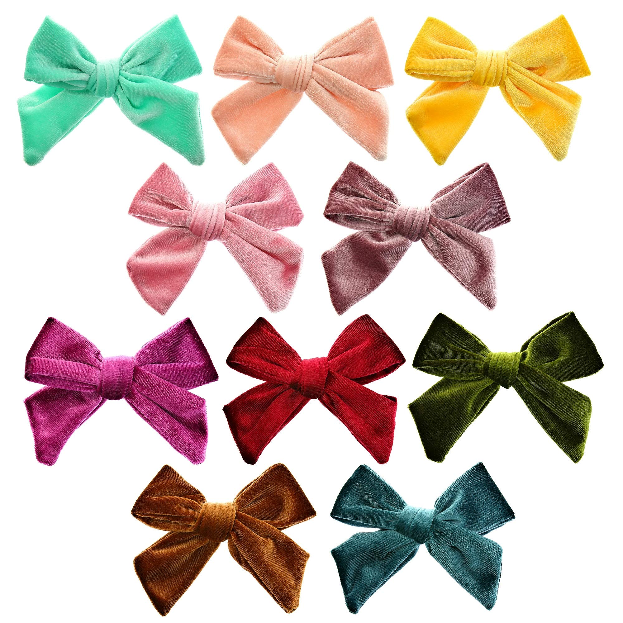 Baby Girls Hair Bows Clips Barrettes - Soft Velvet Hair Accessories for Infants, Toddlers & Kids - Multi-Colored Alligator Clips for Little Girls & Teens - Perfect for Parties, School & Daily Wear