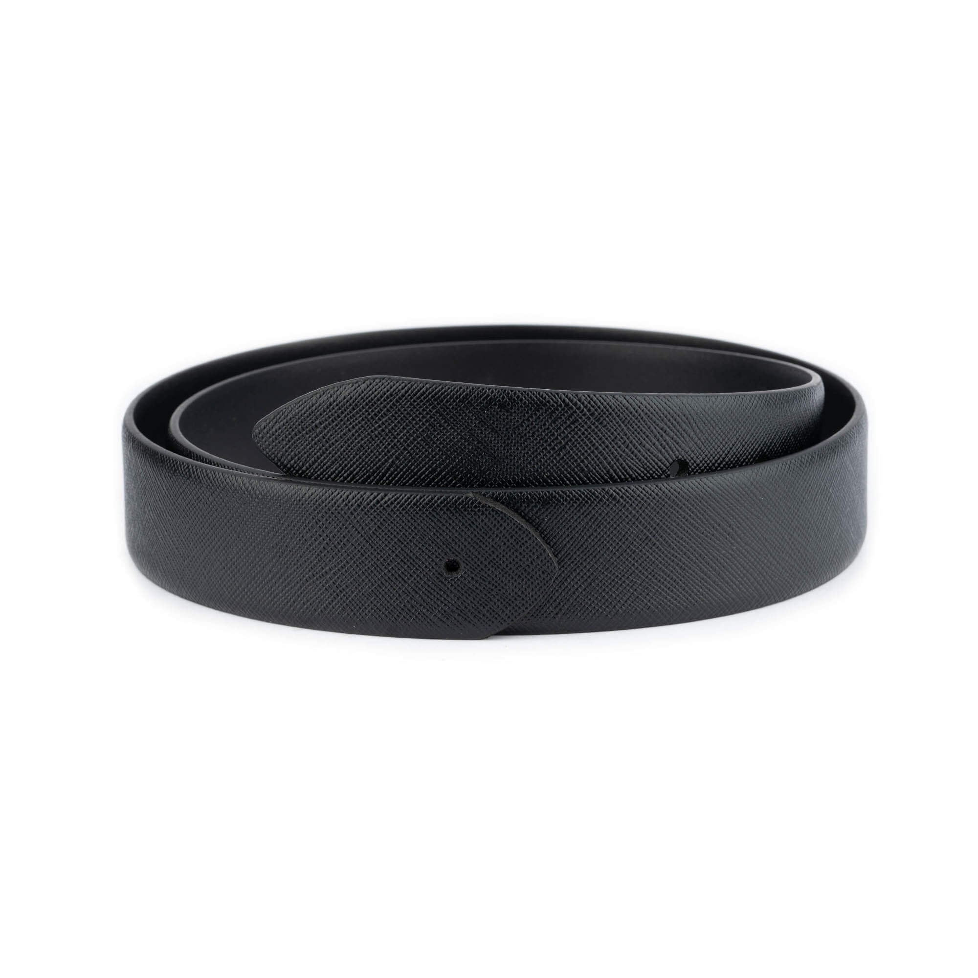 Premium Men's Saffiano Leather Belt - Black Genuine Leather Strap Replacement for Montblanc Buckles | Dress Belt for Business, Office & Formal Occasions