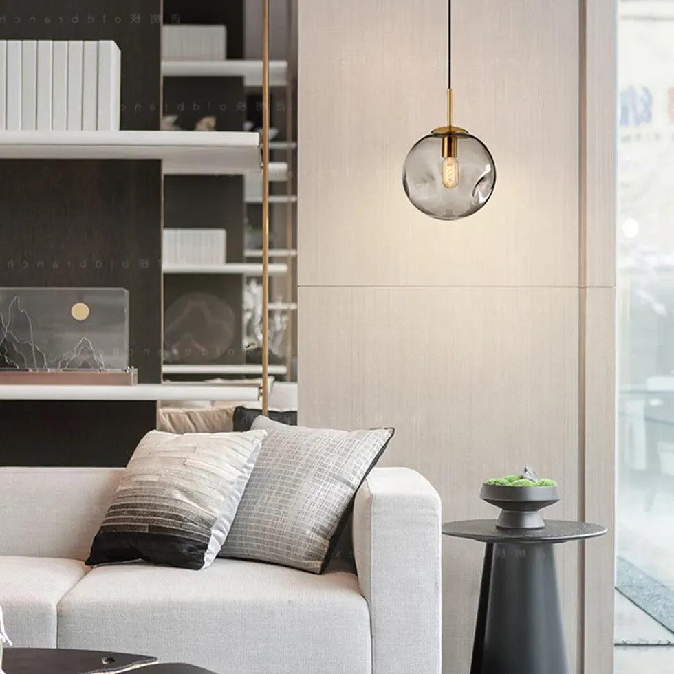 Modern Spherical Glass Bubble Pendant Light - Elegant Ceiling Lighting for Living Room, Bedroom, and Dining Room Decor