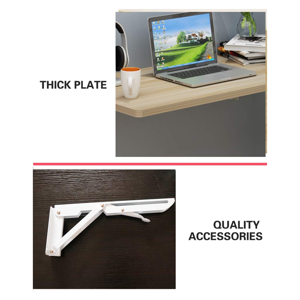 Wall Mounted Floating Folding Table - Drop Leaf Dining Table | Space-Saving Small Particleboard Desk for Office, Home & Kitchen (60cm-120cm Adjustable) in Light Walnut/Black/White/White Maple/Teak | Perfect for Small Apartments, Breakfast Nooks & Home Offices