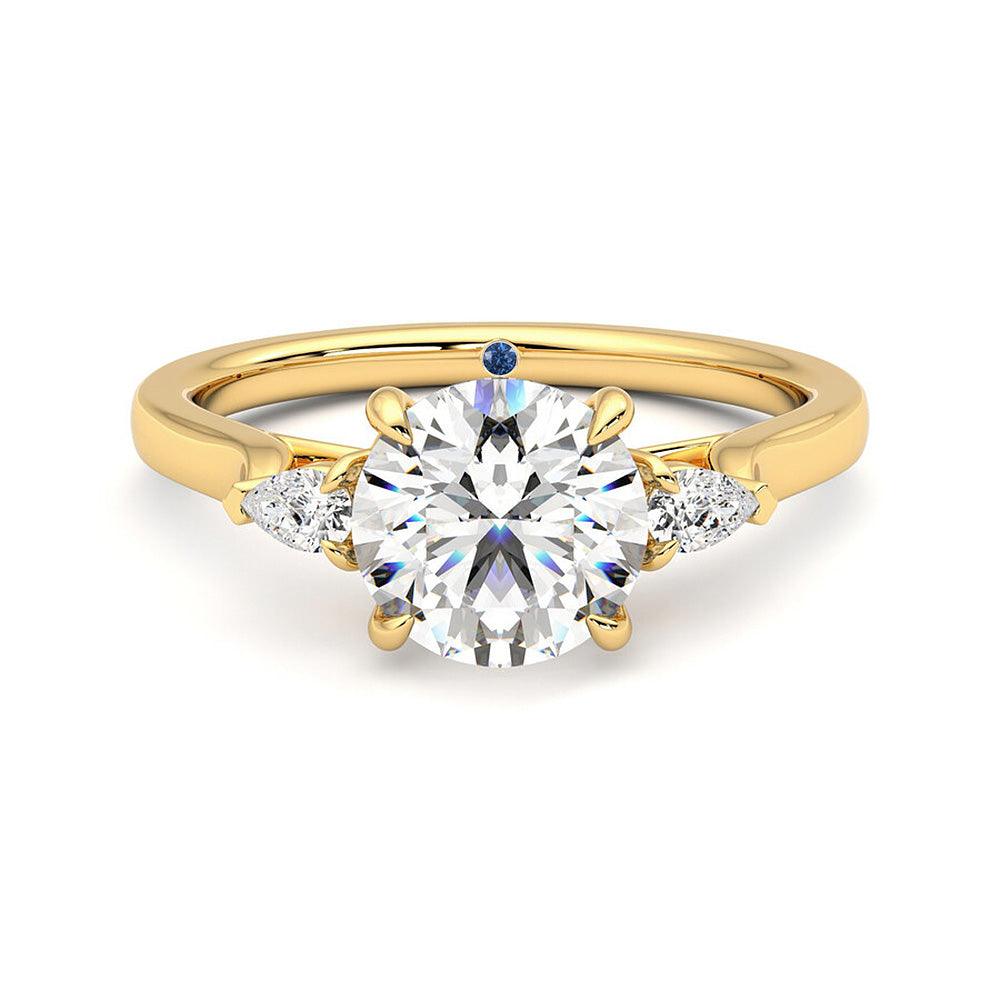 Exquisite Three Stone Round Moissanite Engagement Ring with Hidden Anniversary Accent - Perfect for Proposals, Weddings & Anniversary Gifts
