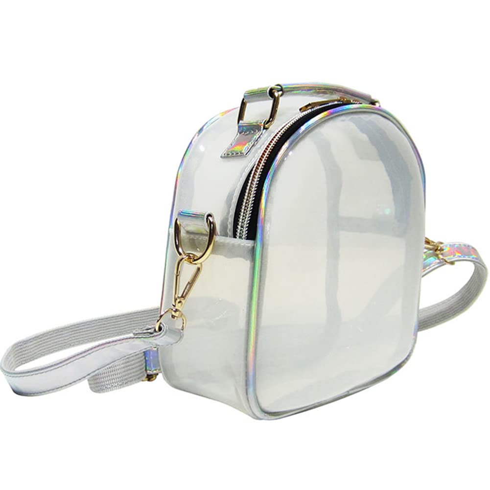 AIZHIYI Women's Transparent PVC Crossbody Bag - Mini Jelly Clear Phone Purse for iPhone 15/14/13 - Fashionable Shoulder Bag for Concerts, Festivals, Beach & Travel (White)