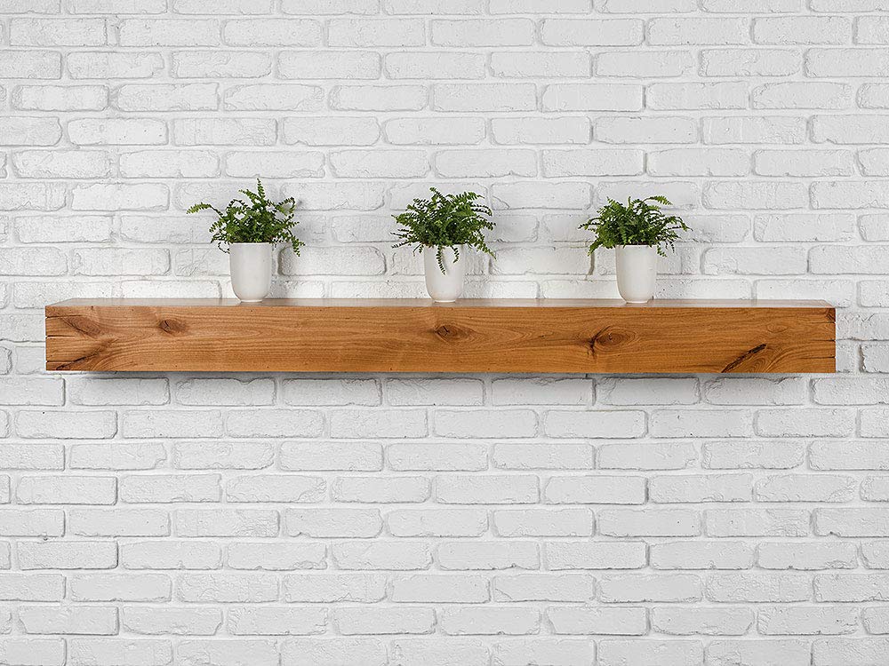 48 Inch Floating Fireplace Mantel Shelf - Solid Wood Rustic Wall Shelf with Clear Polyurethane Finish | Made in USA | Perfect for Electric Fireplaces, Home Décor & Living Room Wall Display
