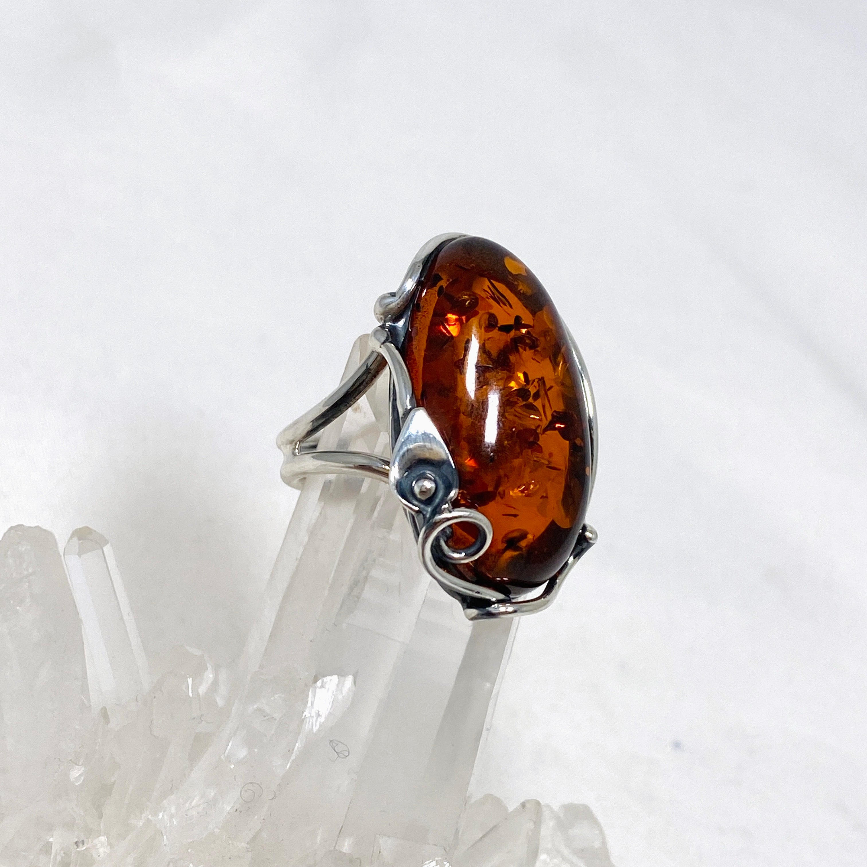 Baltic Cognac Amber Oval Ring - Adjustable Vintage Style Ring for Women - Perfect for Weddings, Parties & Everyday Elegance