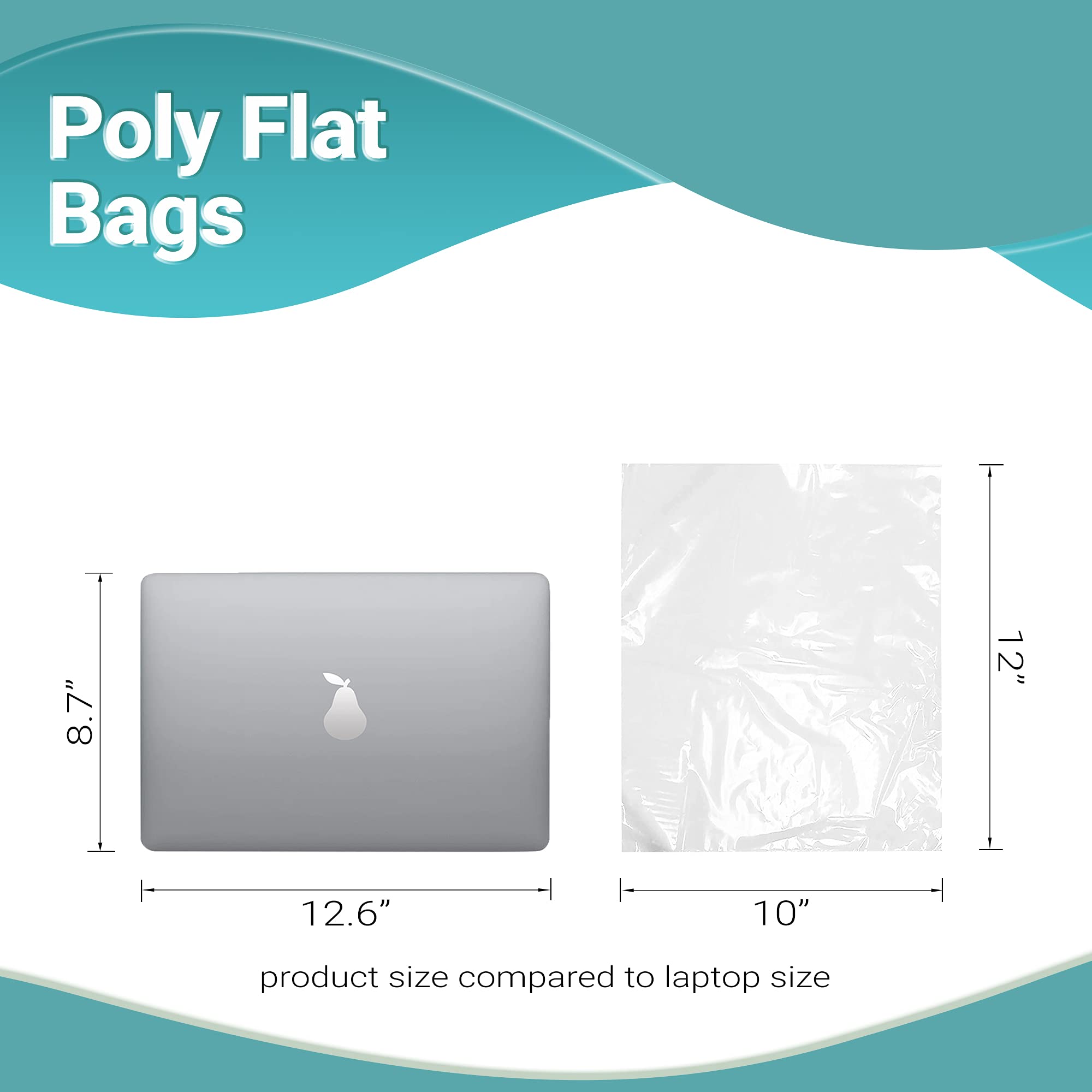 500 Pack 10x12 Inch Flat Poly Bags - 2 Mil Clear LDPE Plastic Bags for Food Storage, Industrial Packing & Medical Supplies - Durable Heavy Duty Polyethylene Bags for Shipping, Organizing & Retail Use