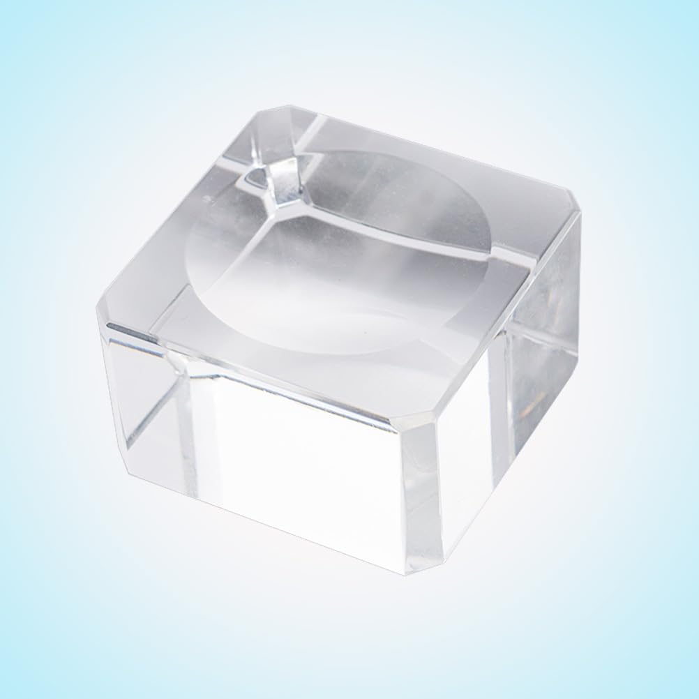 BESPORTBLE 3PCS Clear Crystal Ball Stand - Square Glass Display Base Holder for Crystal Spheres (3cm) - Perfect for Home Decor, Office Desk Display, and Feng Shui Arrangements