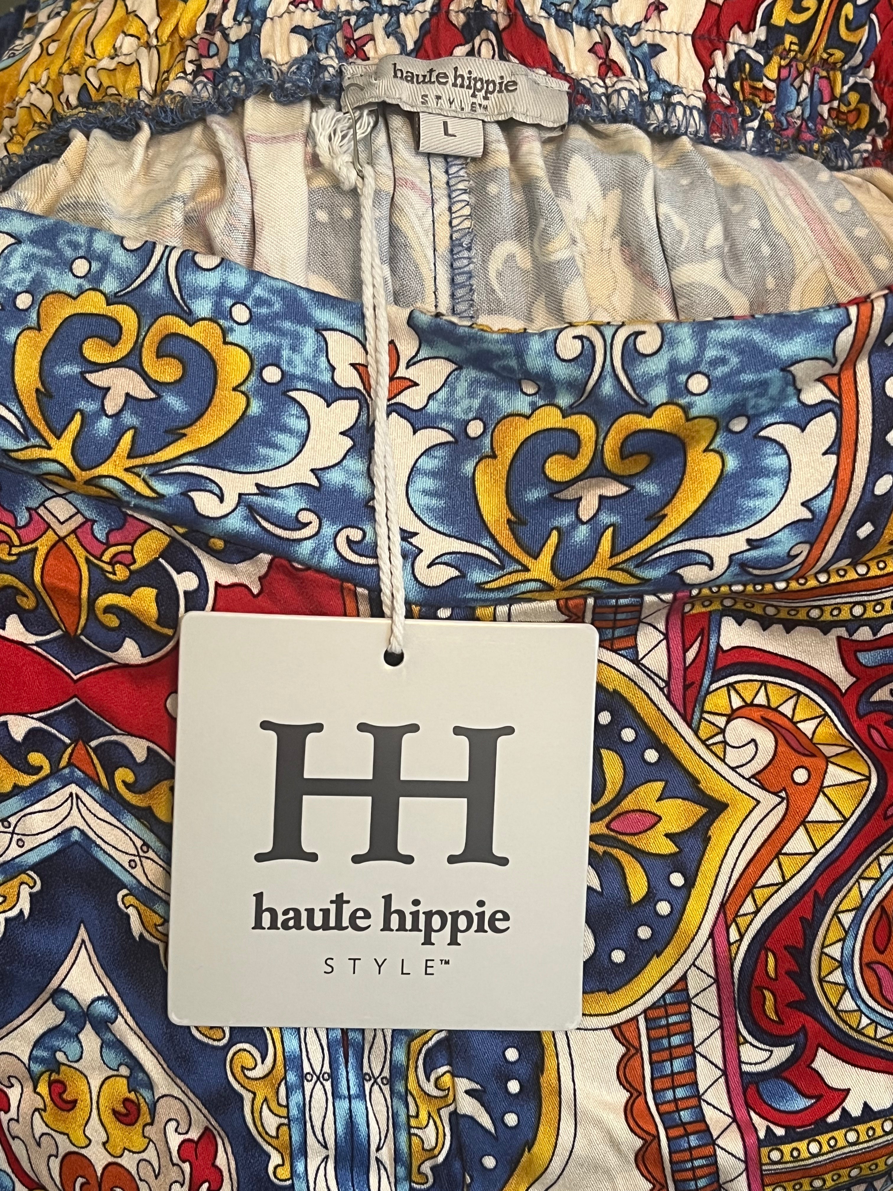 Haute Hippie Women's Multicolor Mixed Print Flowy Pants Size L - Boho Chic Style for Casual Wear & Summer Outfits