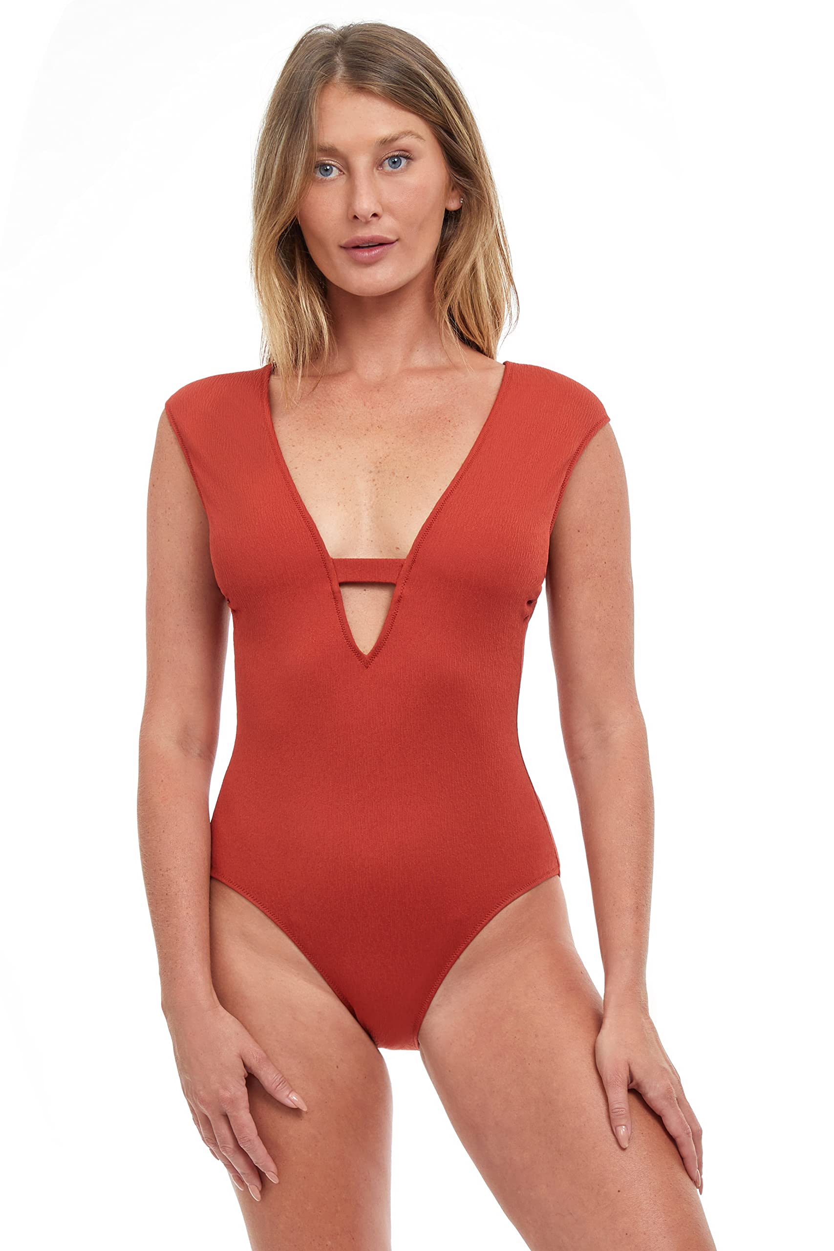 Gottex Women's Standard Elle Deep Plunge One Piece Swimsuit - Sexy High Cut Bathing Suit for Beach & Pool - Perfect for Vacation, Swim Parties & Summer Getaways