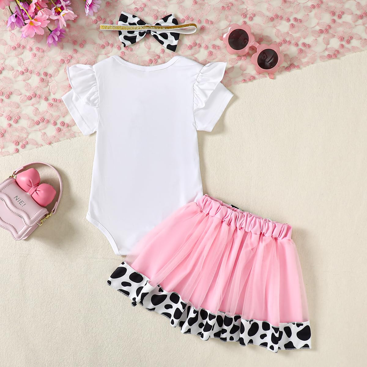 Baby Girl 1st Birthday Outfit - Cow Print Tutu Skirt Set for First Birthday Party & Photo Shoot - Perfect for Birthday Celebrations, Cake Smash, and Special Occasions