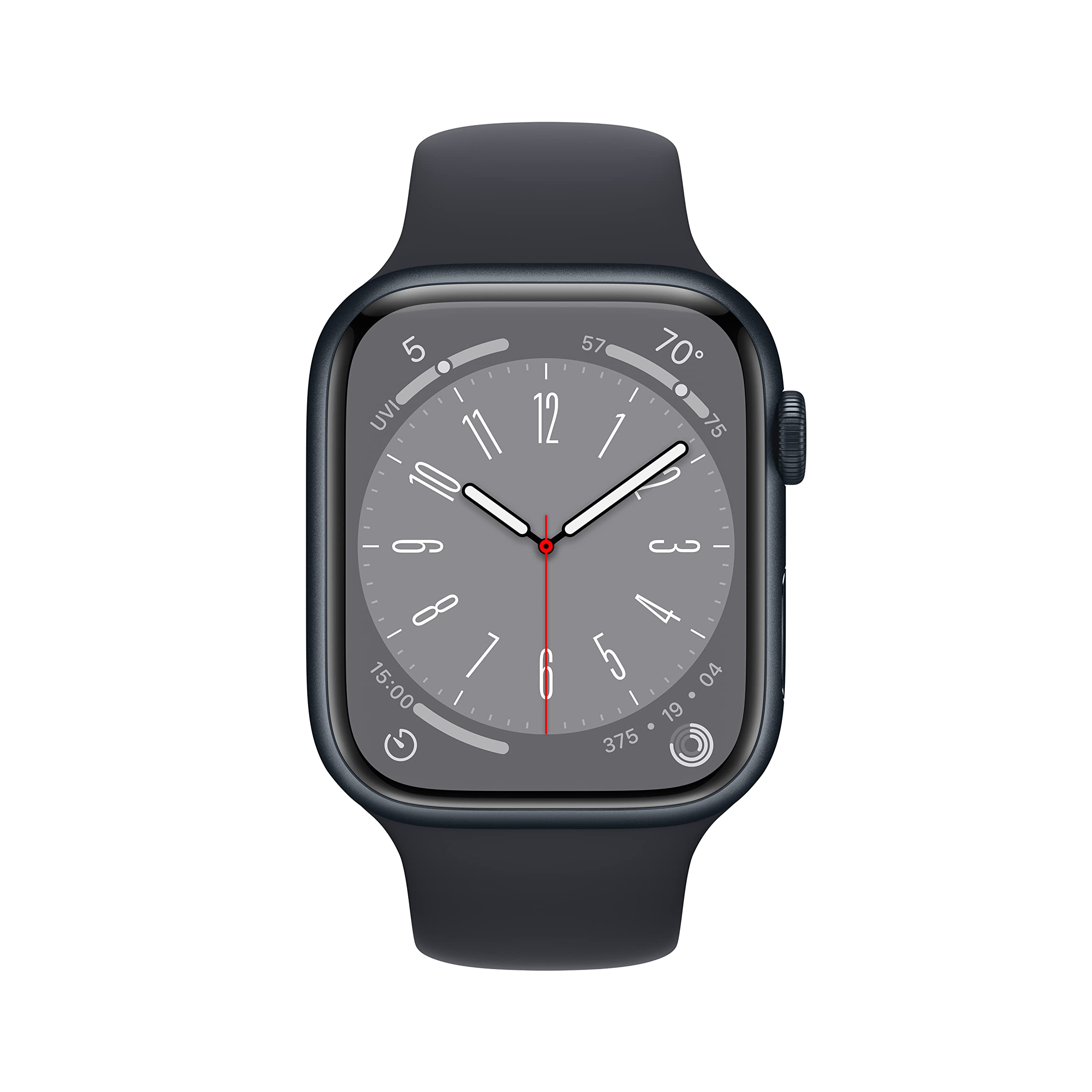 Apple Watch Series 8 (GPS, 45mm) Midnight Aluminum Case with Midnight Sport Band - Premium Renewed Smartwatch for Fitness Tracking, Heart Rate Monitoring & iPhone Compatibility | Perfect for Running, Swimming & Daily Activity Tracking